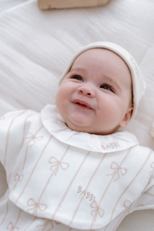 Organic cotton infant sleeper in beige