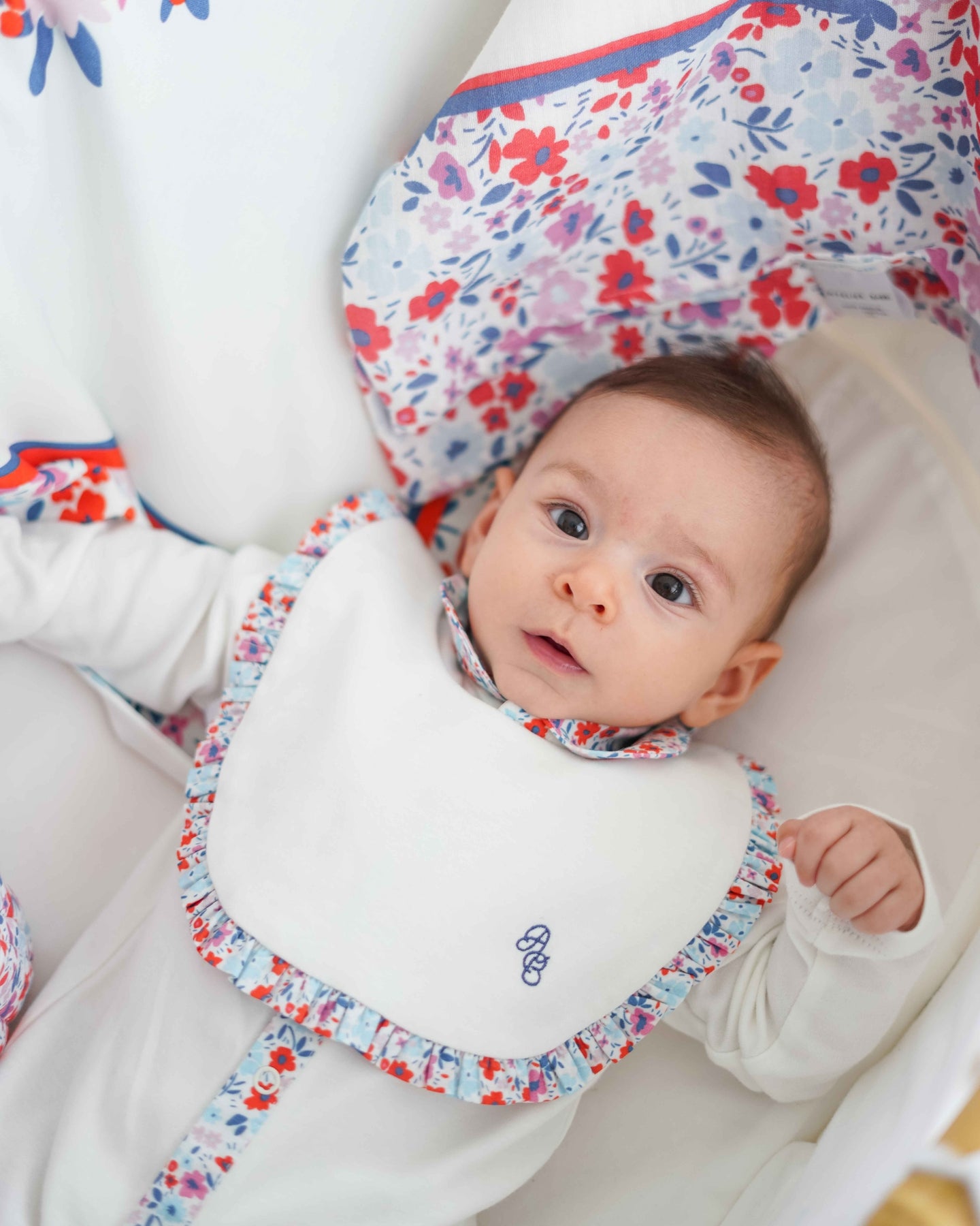 Footed Onesie - Tiny Flowers / Red