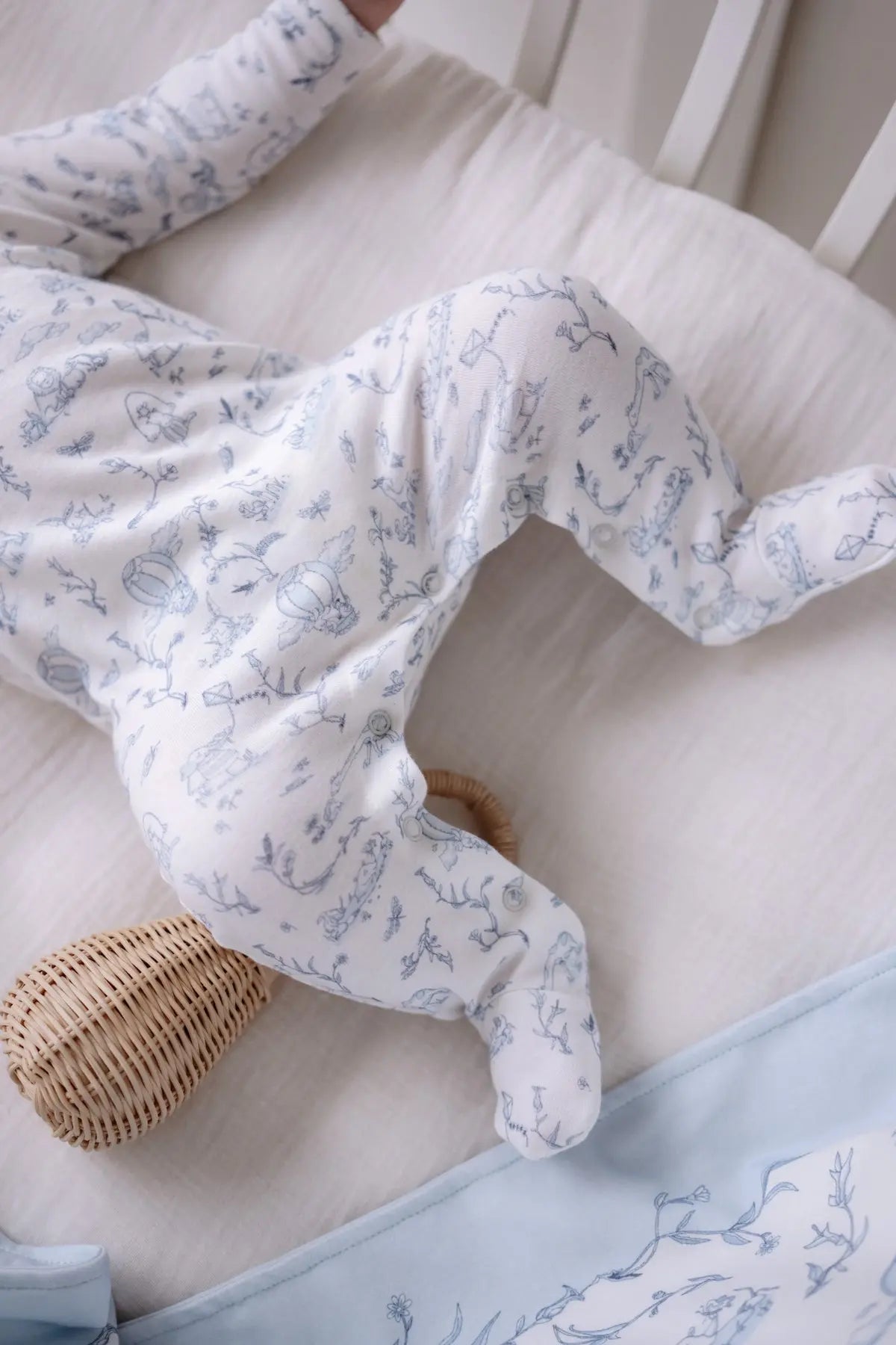 Footed Onesie - Toile De Jouy/Blue