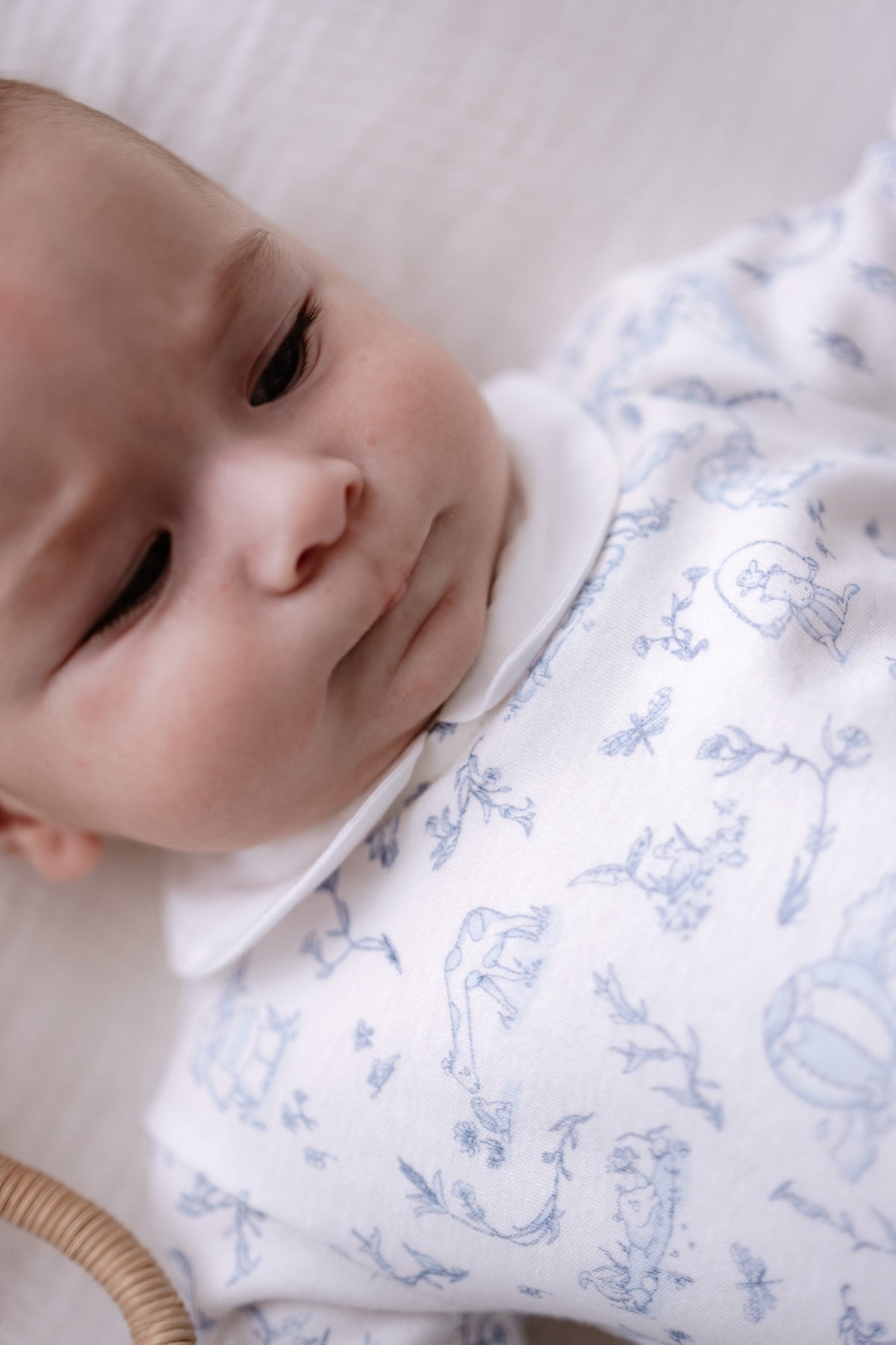 Footed Onesie - Toile De Jouy/Blue