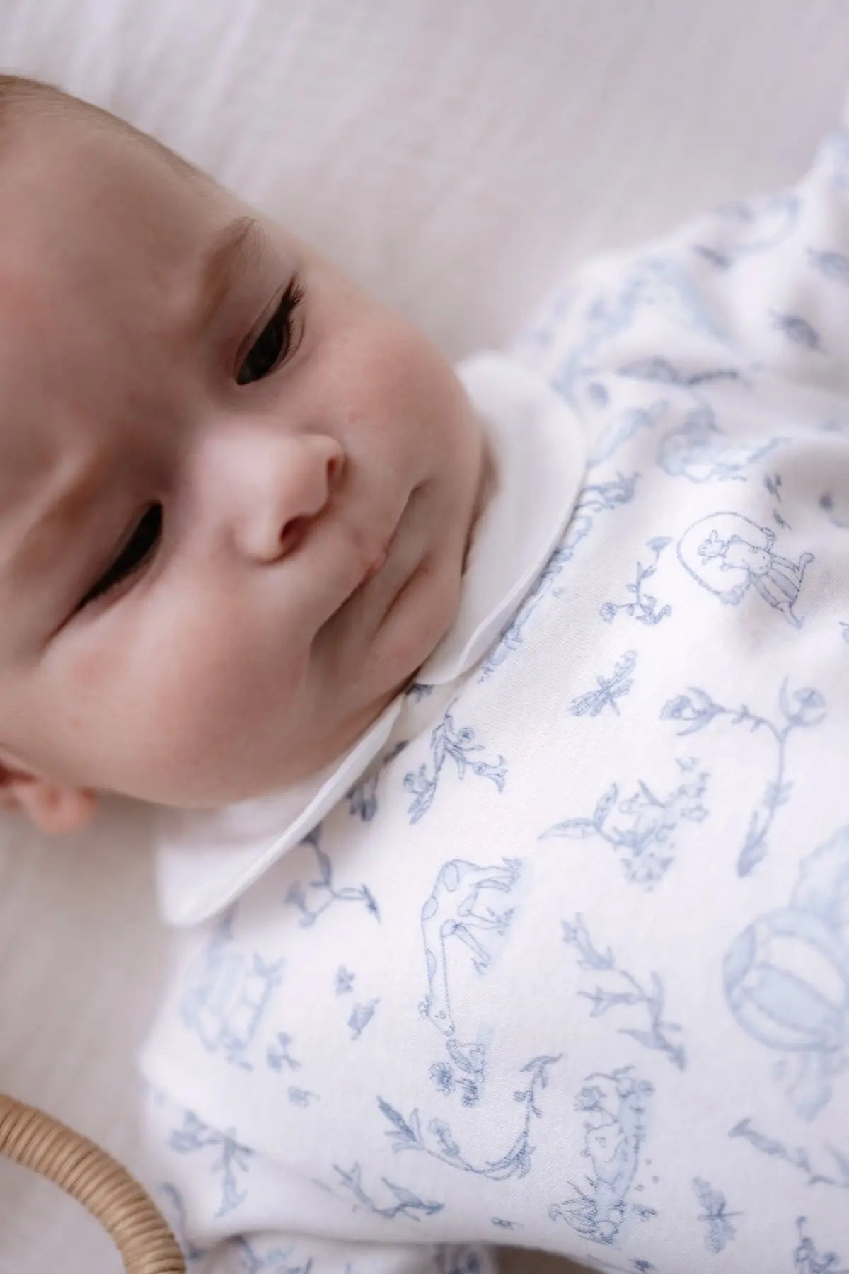 Footed Onesie - Toile De Jouy/Blue