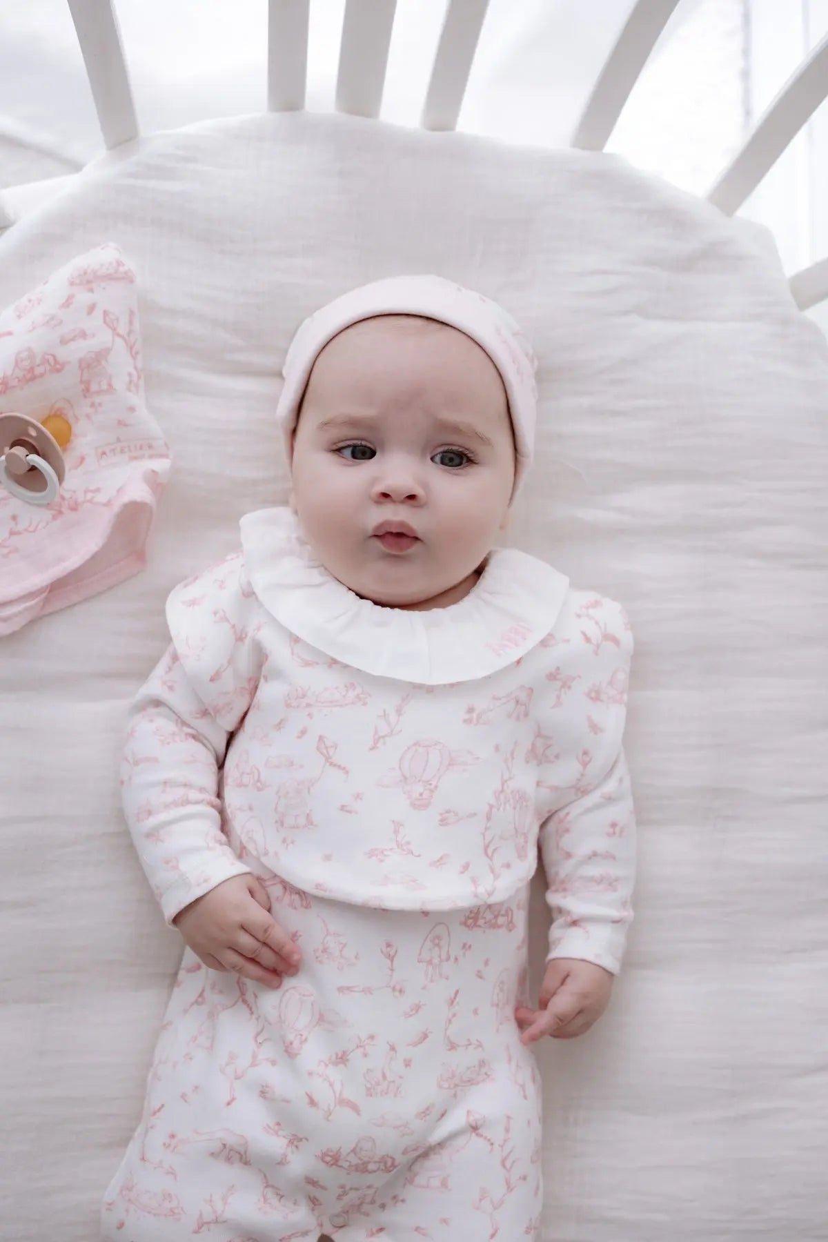 3-Piece Newborn Set - Toile de Jouy / Pink