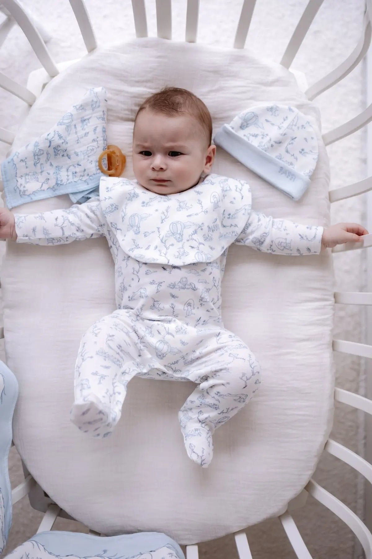 Newborn Baby Gift Set – 5 Piece | Toile de Jouy Blue