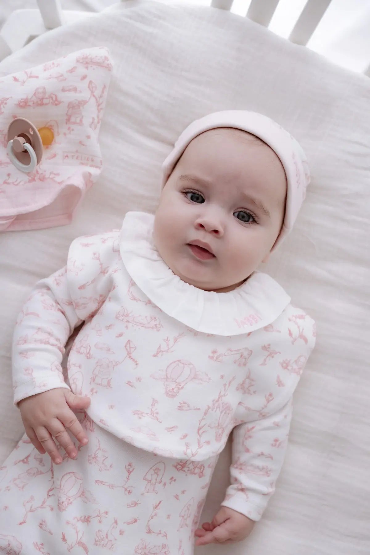 Newborn Baby Gift Set – 5 Piece | Toile de Jouy - Pink