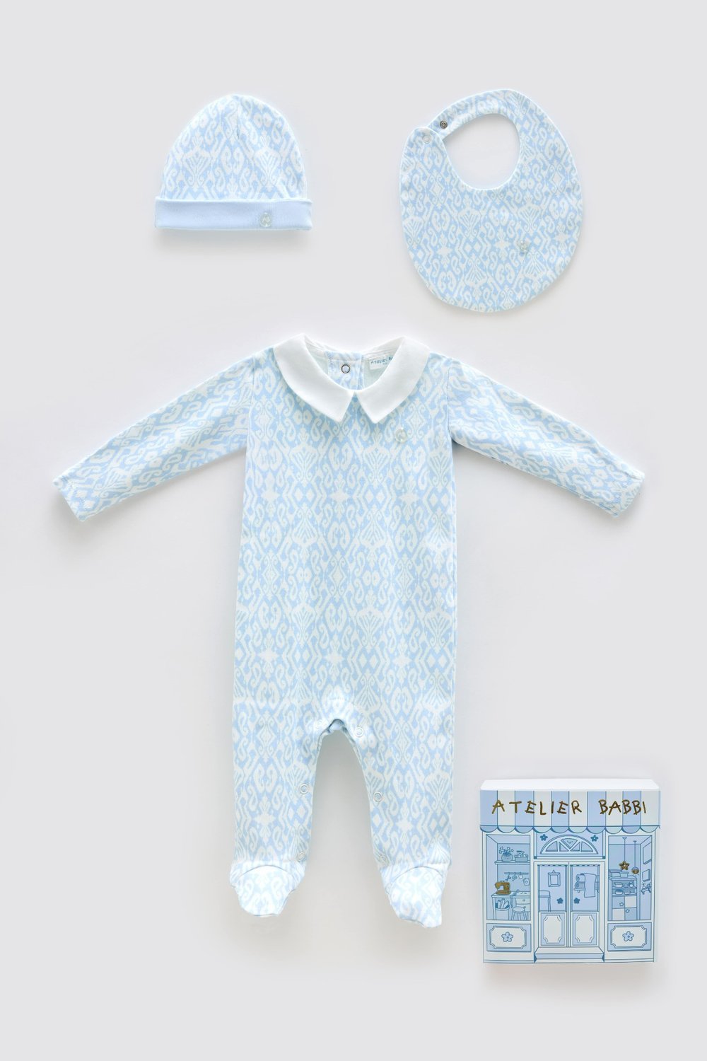 3-Piece Newborn Set - Ikat - Blue