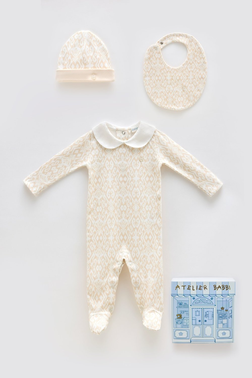 3-Piece Newborn Set - Ikat - Beige