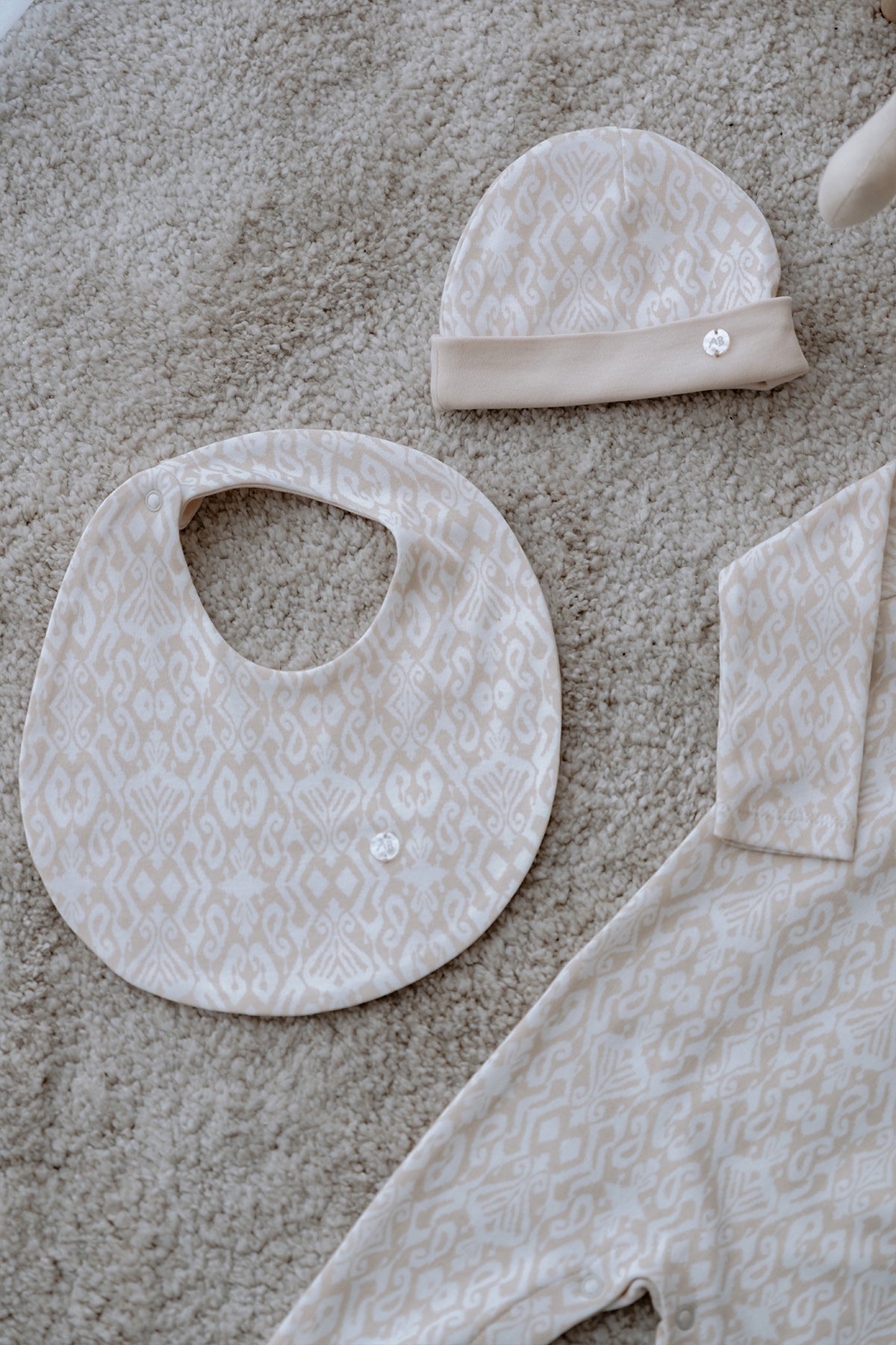 3-Piece Newborn Set - Ikat - Beige