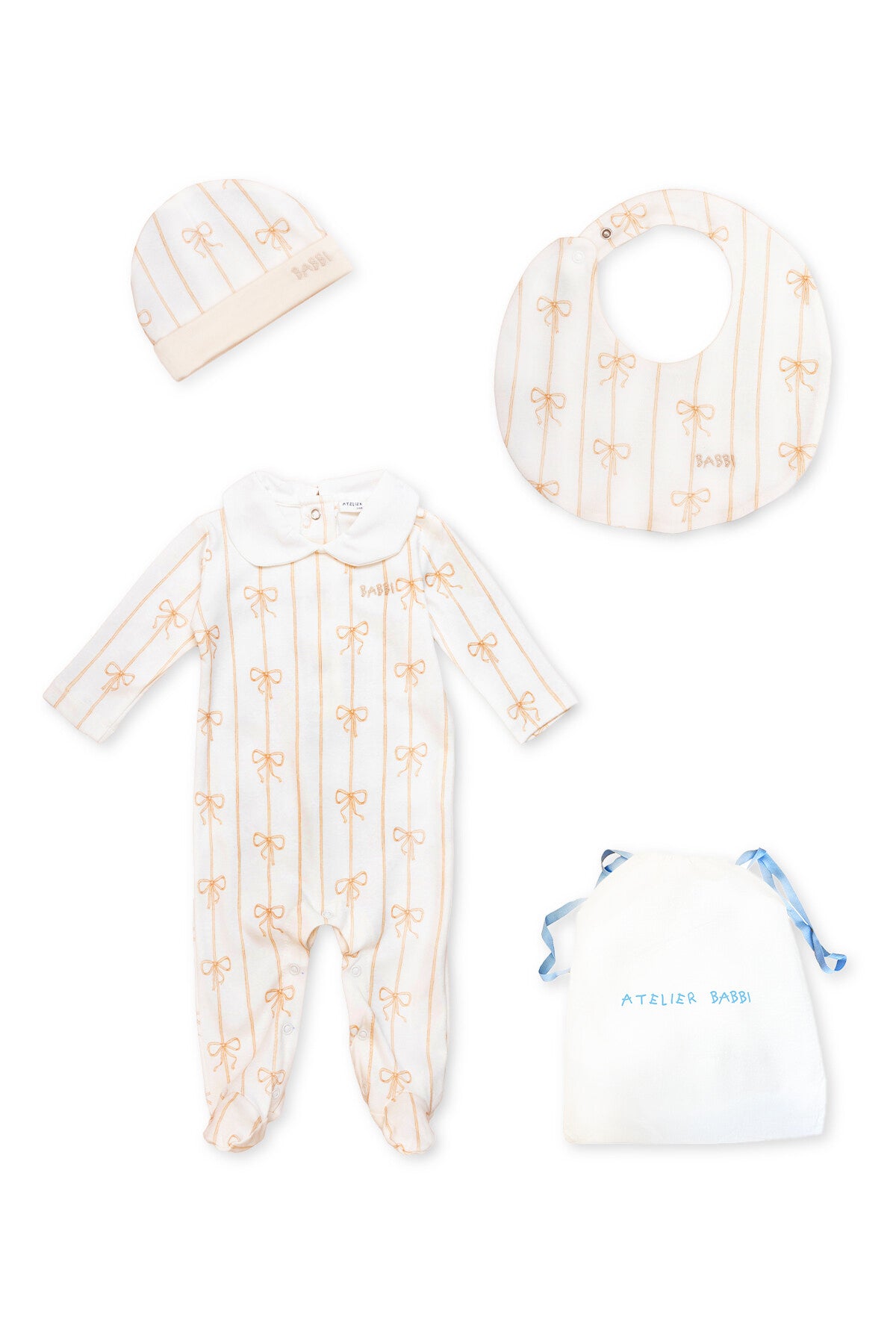 3-Piece Newborn Set - Ribbon / Beige