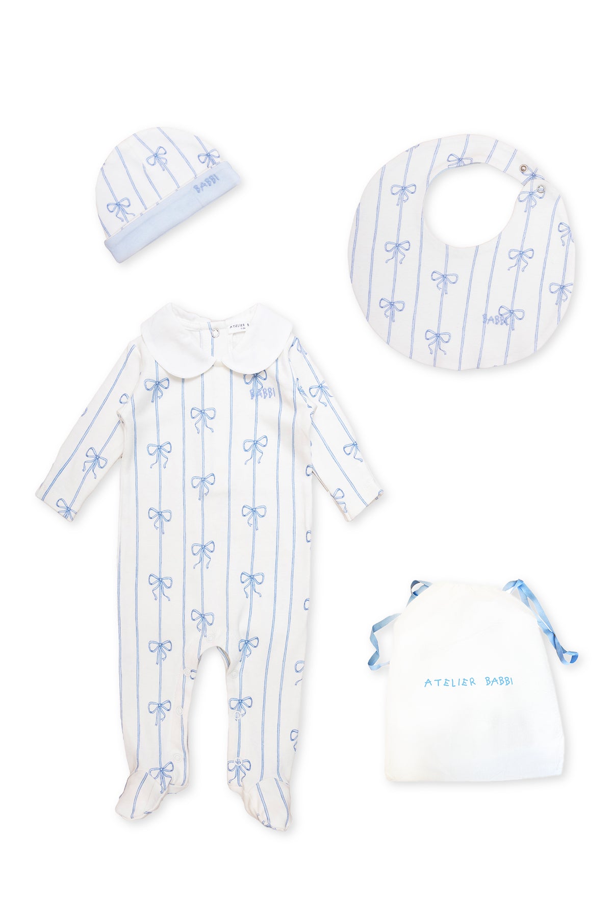 3-Piece Newborn Set - Ribbon / Blue