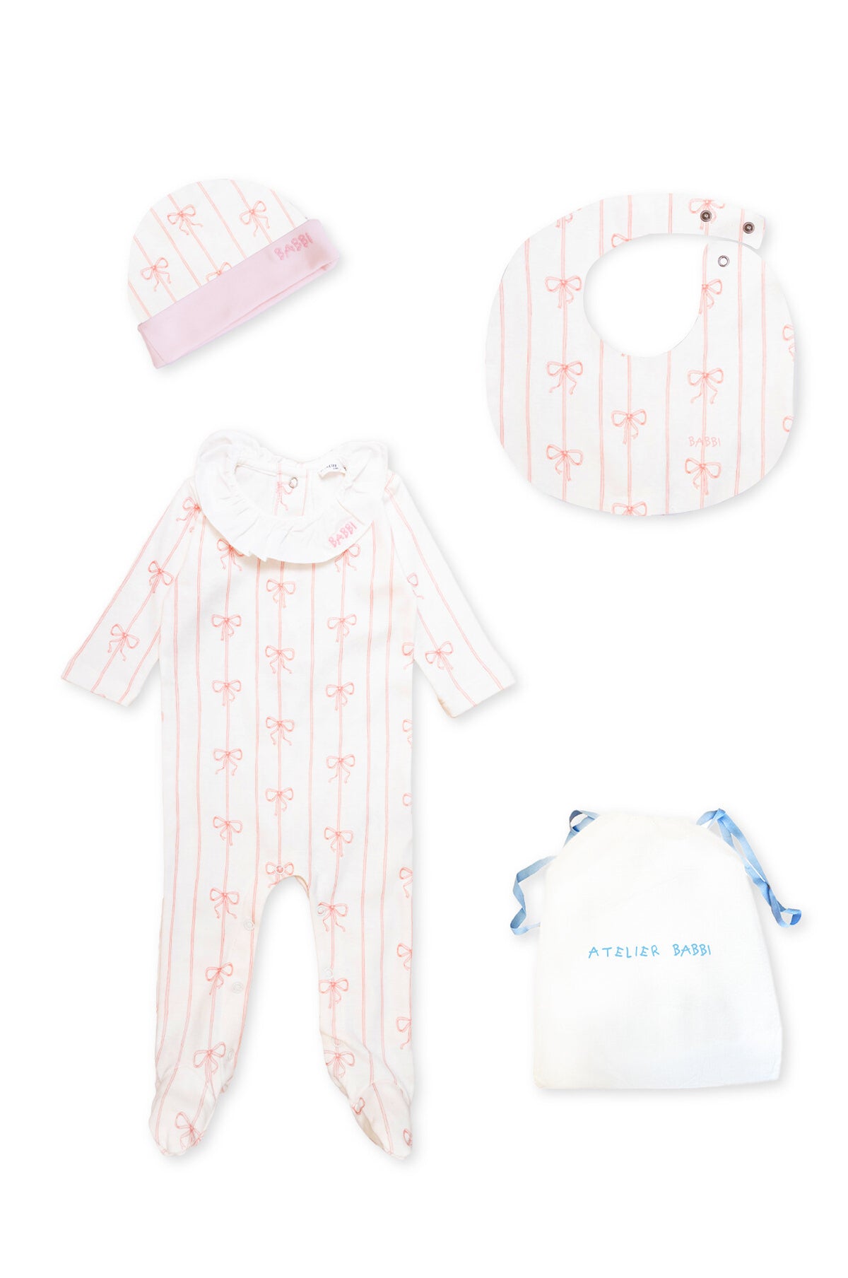 3-Piece Newborn Set - Ribbon / Pink