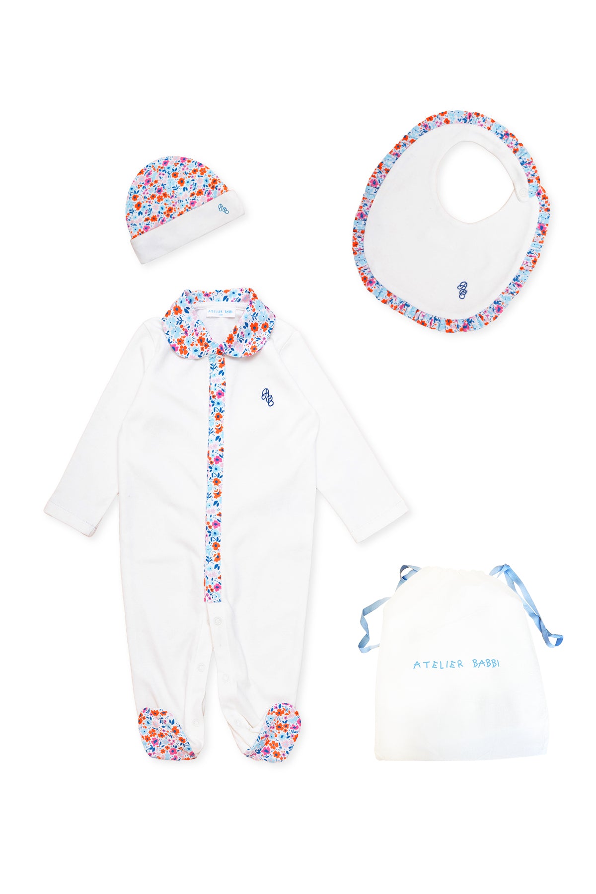 3-Piece Newborn Set - Tiny Flowers / Red