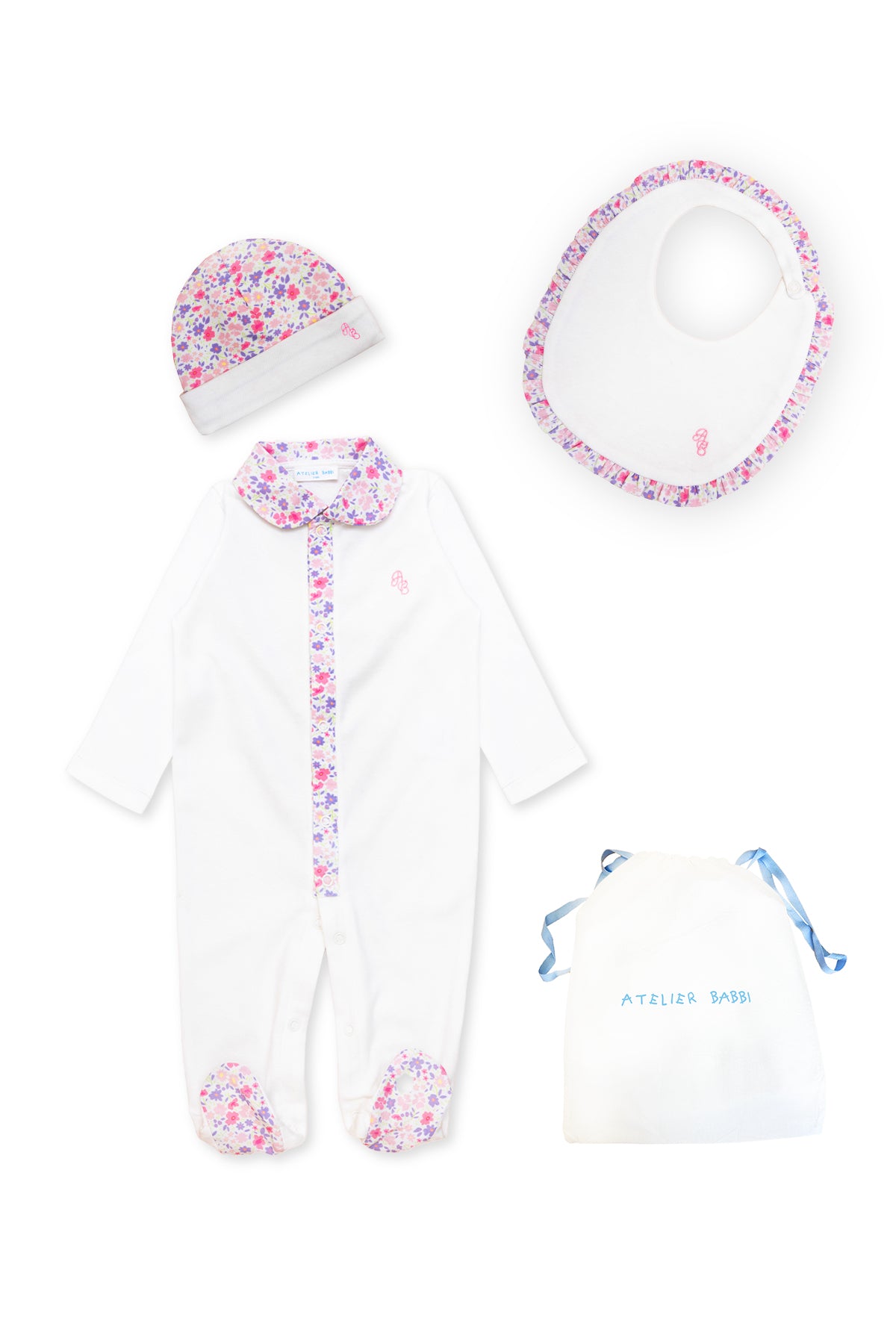 3-Piece Newborn Set - Tiny Flowers / Pink