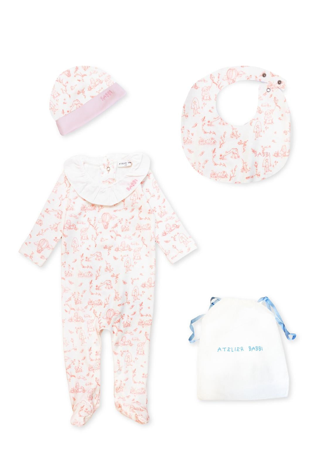 3-Piece Newborn Set - Toile De Jouy / Pink