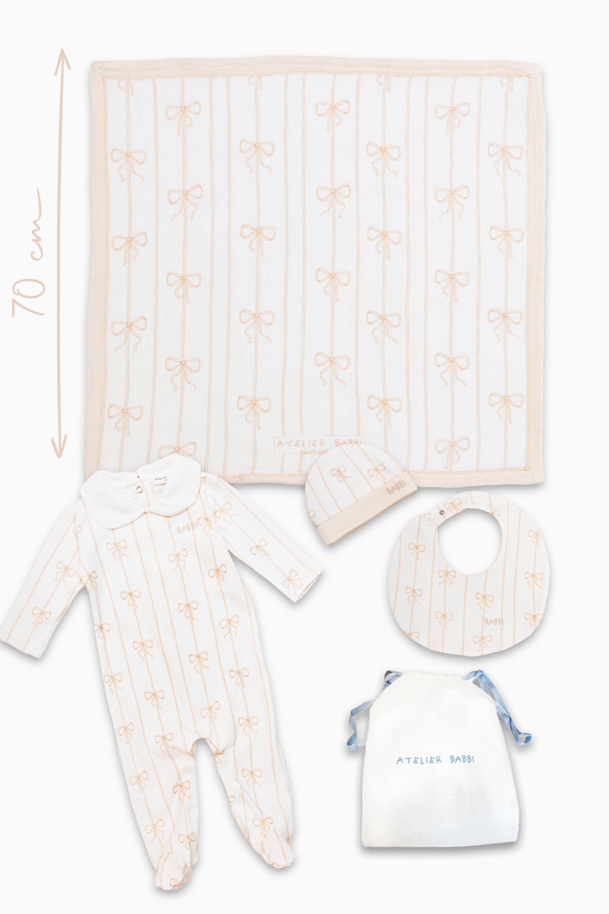 4-Piece Newborn Set - Ribbon / Beige