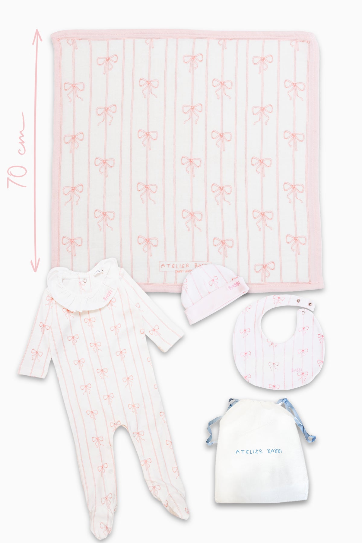 4-Piece Newborn Set - Ribbon / Pink