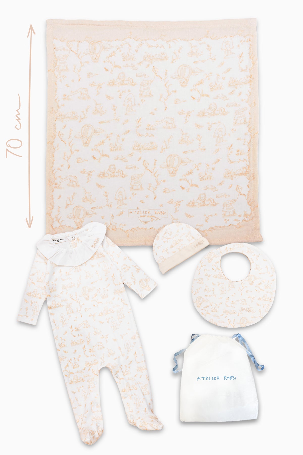 4-Piece Newborn Set - Toile De Jouy / Beige