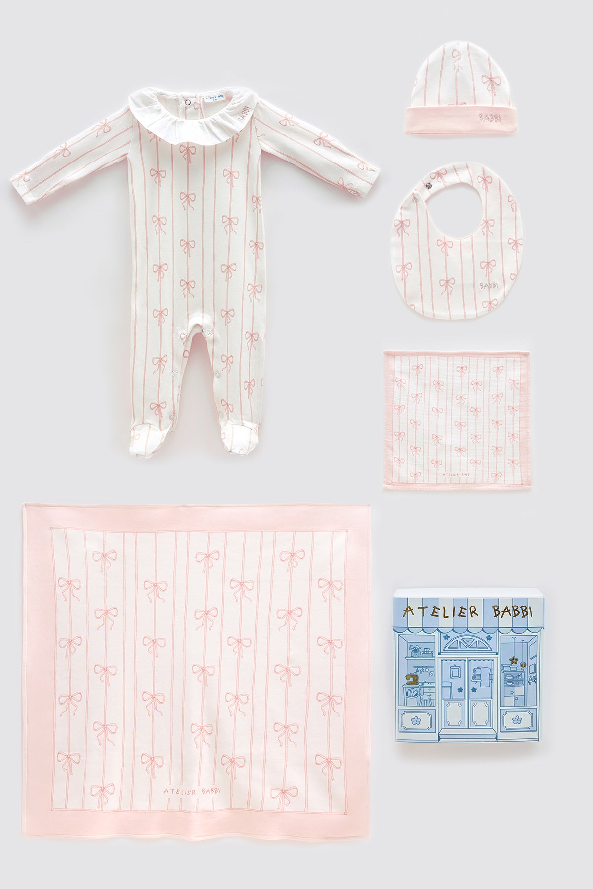 5-Piece Newborn Set - Ribbon/Pink