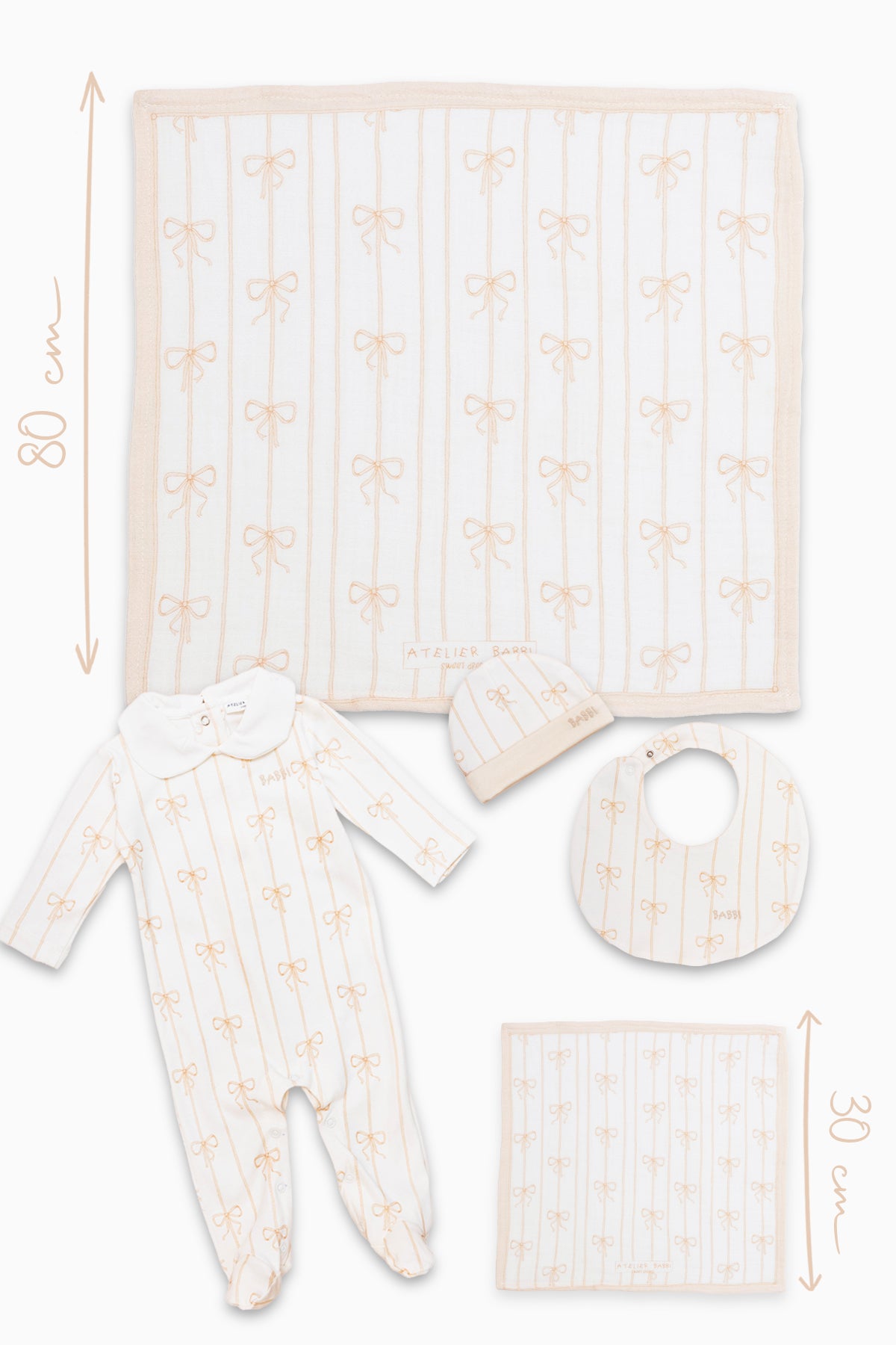 5-Piece Newborn Set - Ribbon/Beige