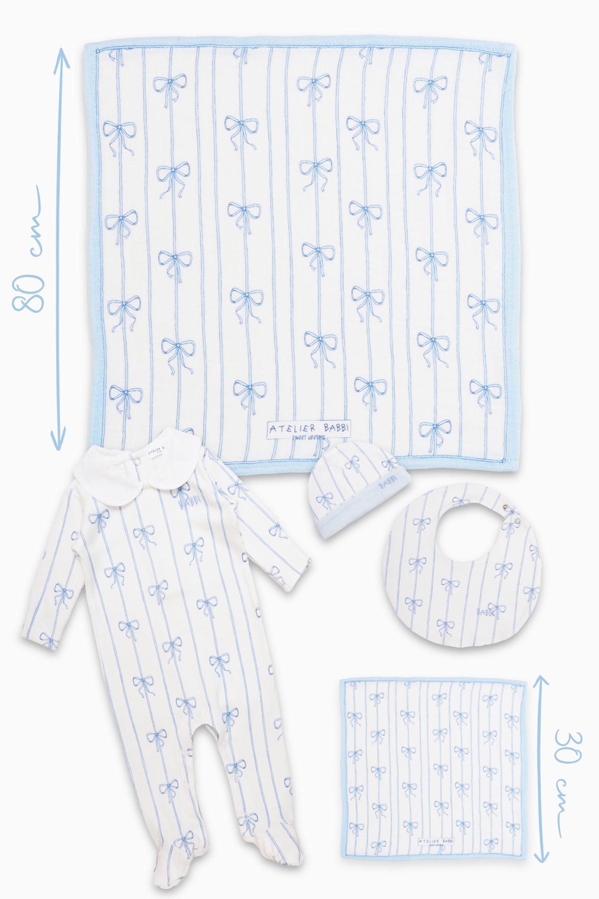 5-Piece Newborn Set - Ribbon/Blue