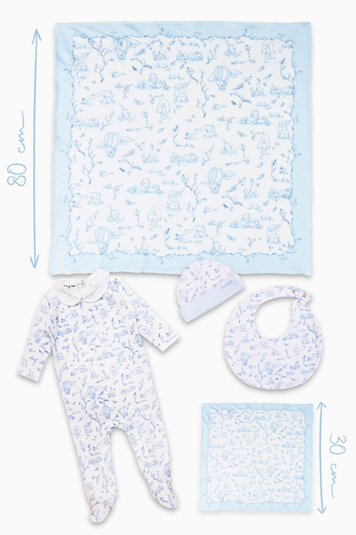 5-Piece Newborn Set - Toile De Jouy/Blue