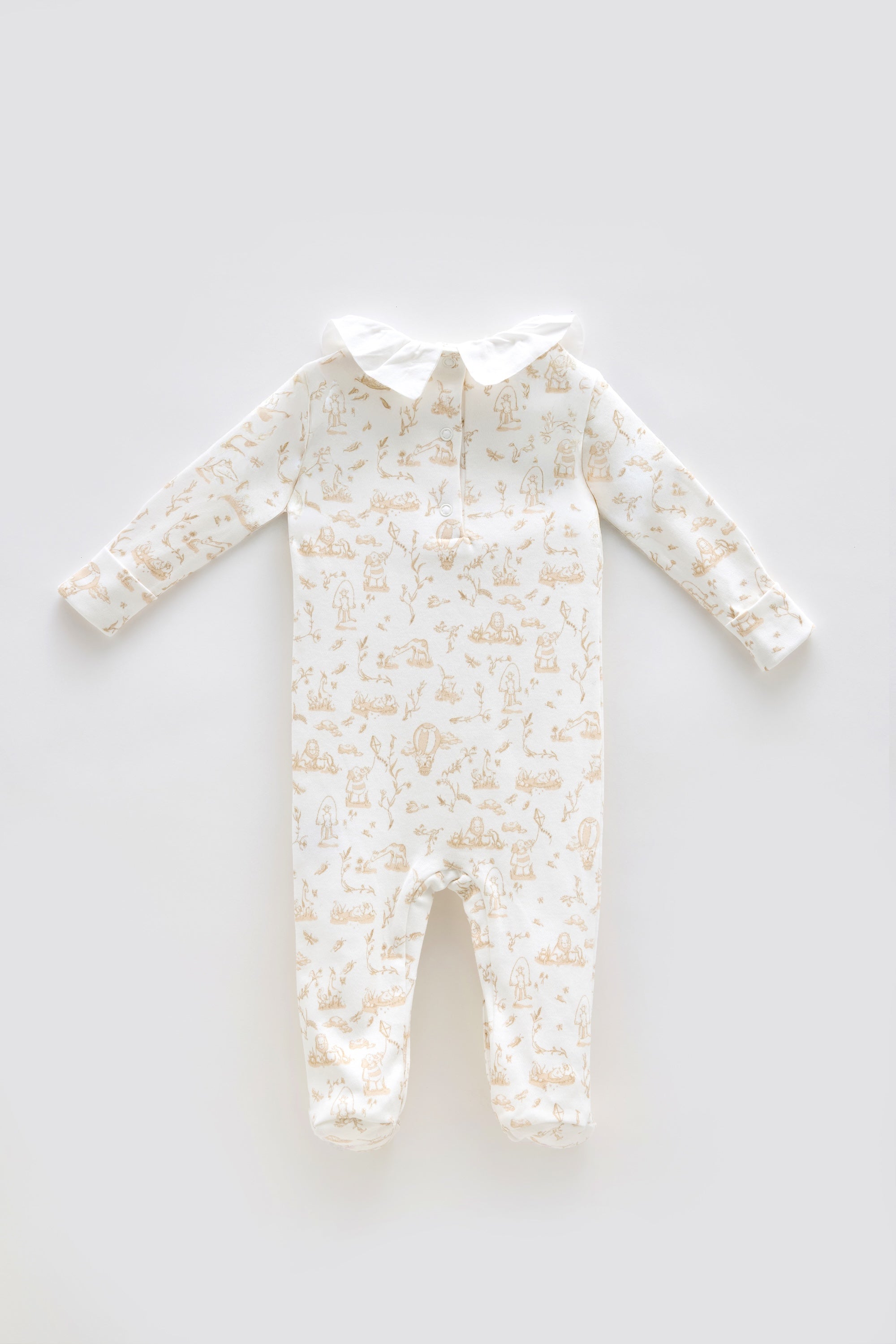 Footed Onesie - Toile De Jouy/Beige