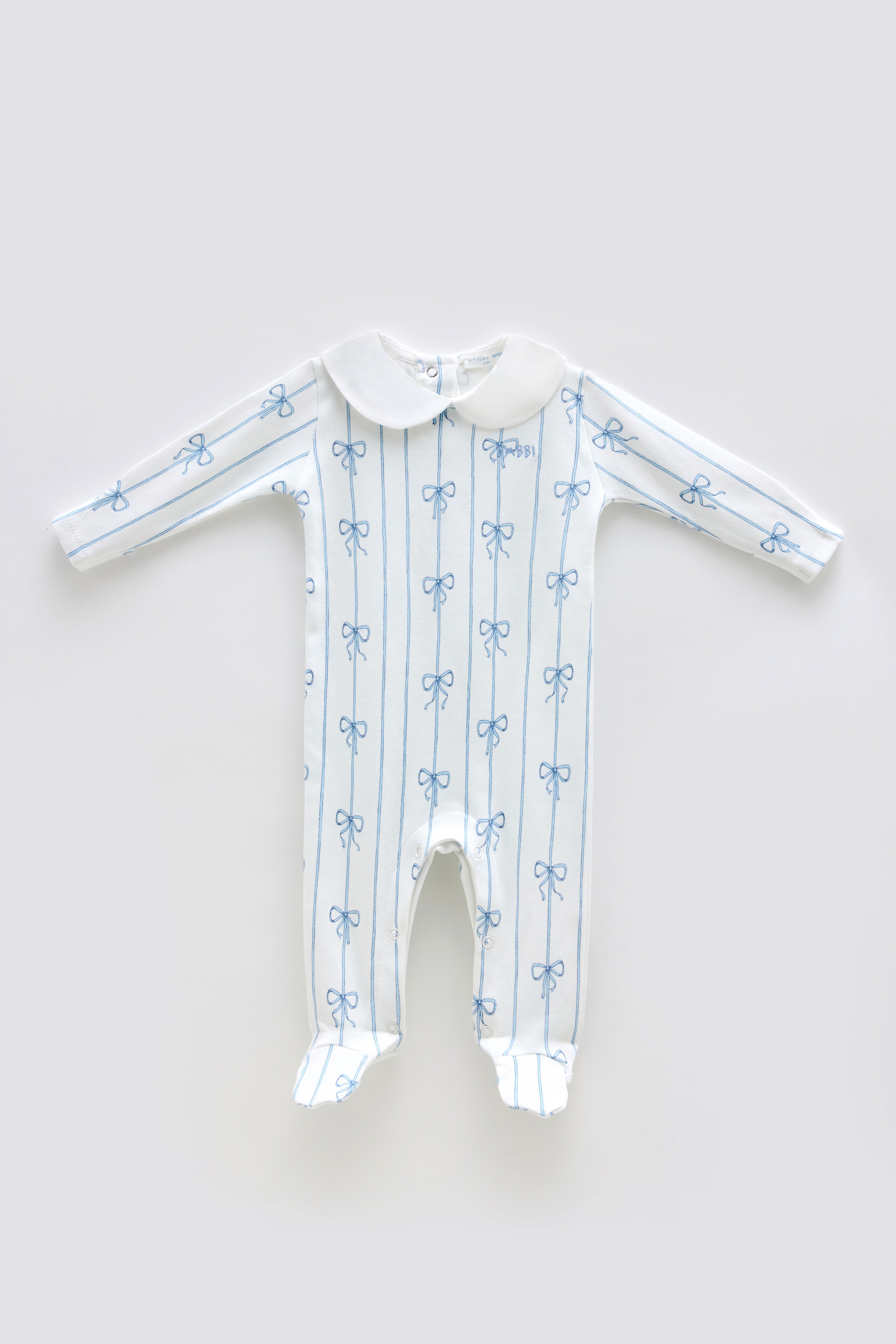 Baby Footed Onesie - Ribbon Blue