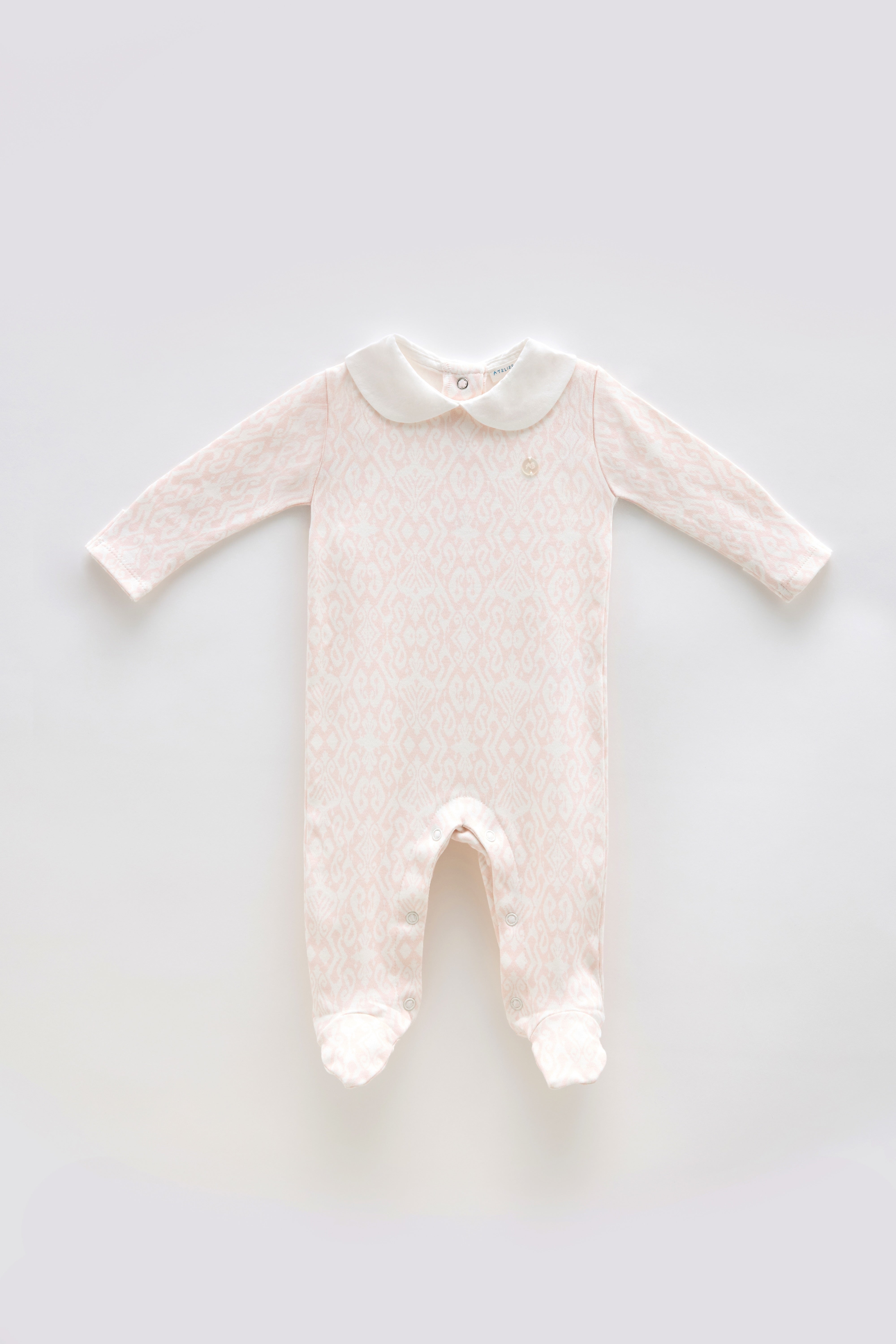 Baby Footed Onesie - Ikat Pink