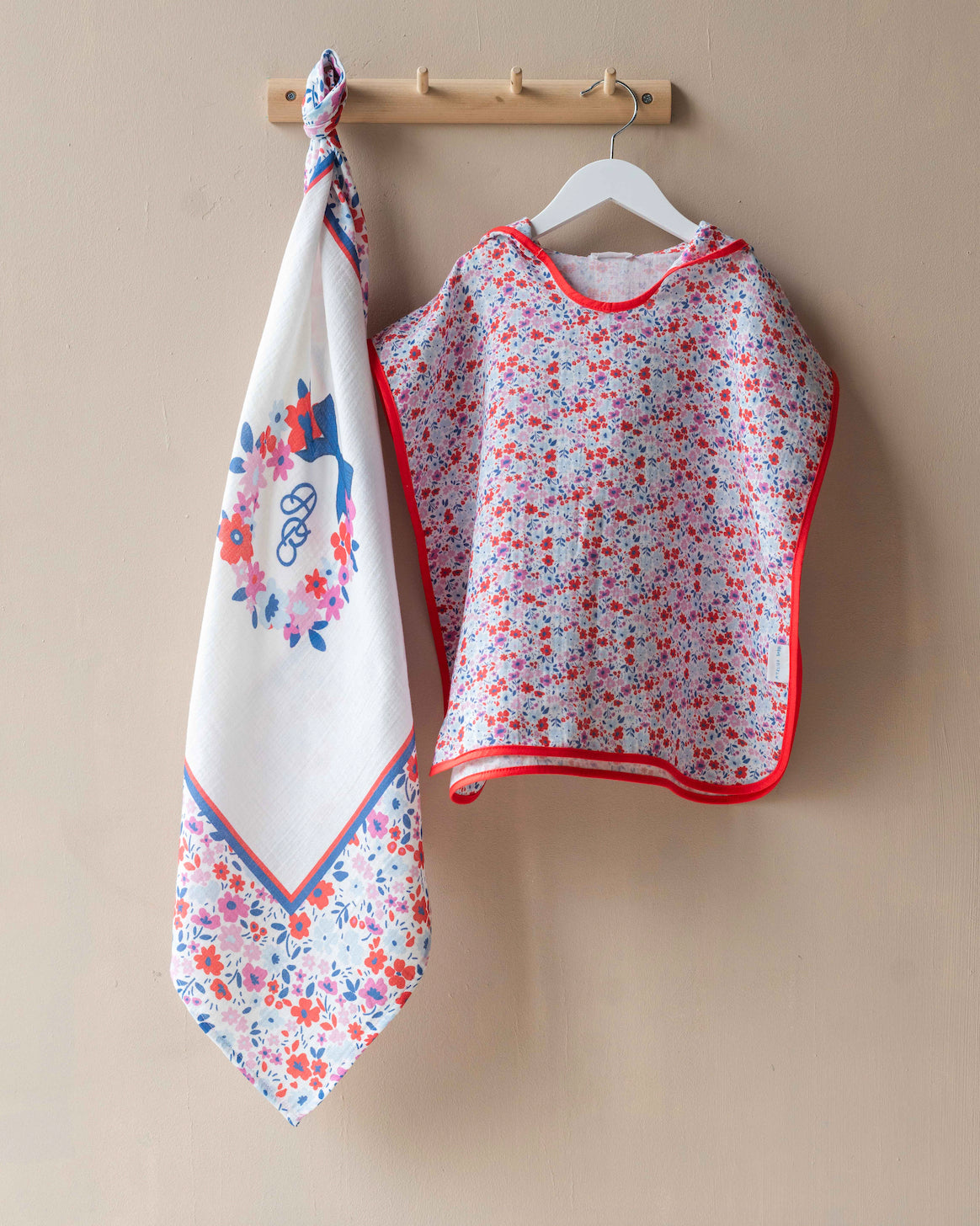 Double Layer Muslin Swaddle - Tiny Flowers / Red