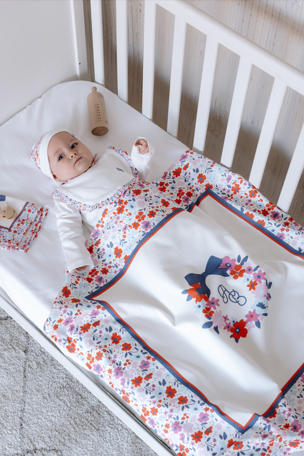 Double-Sided Blanket - Tiny Flowers / Red