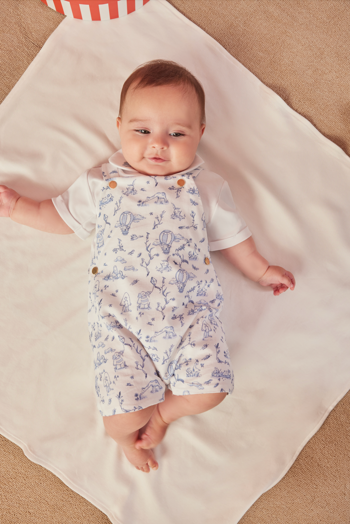 Baby Overalls - Toile de Jouy/Blue