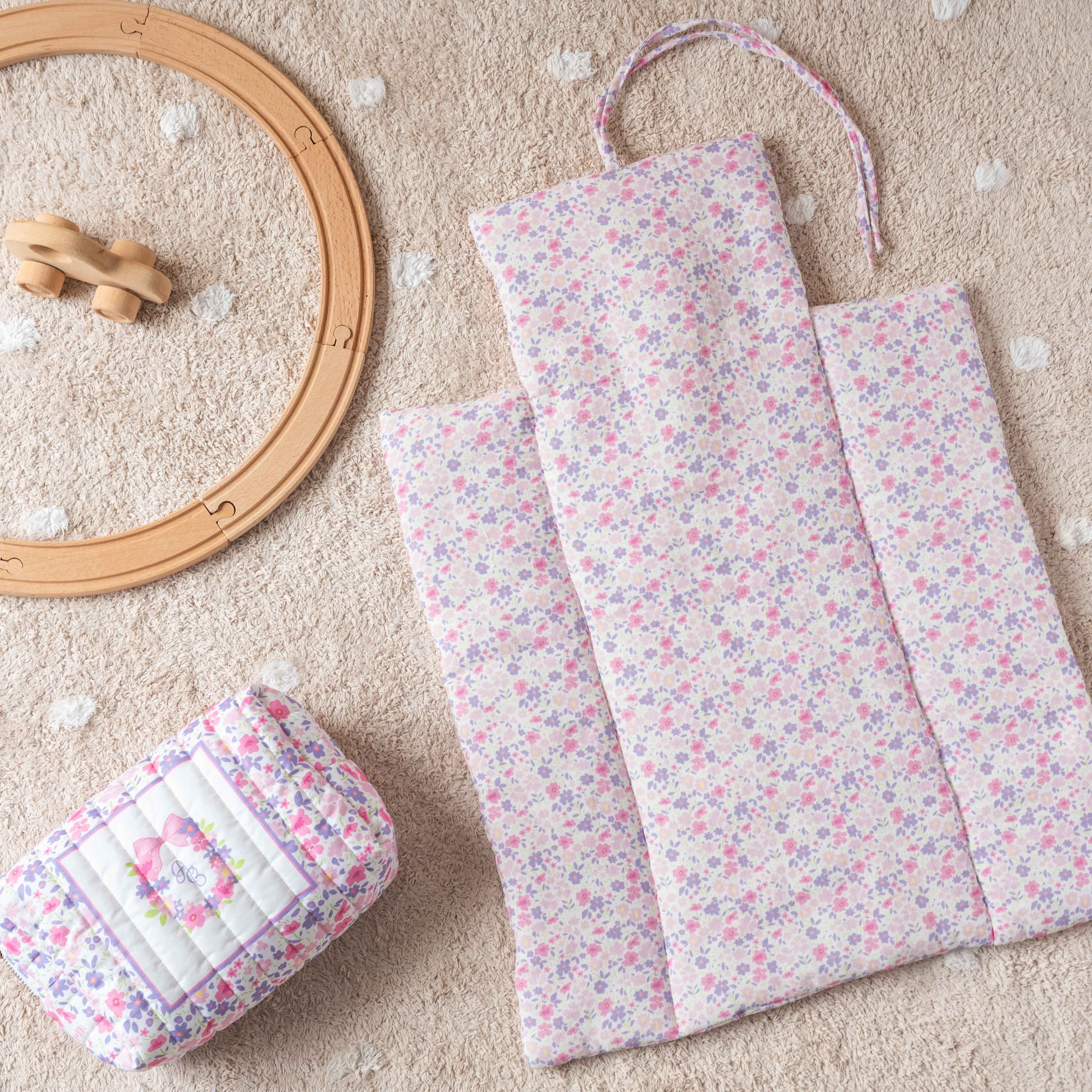 Diaper Changing Set - Tiny Flowers/Pink