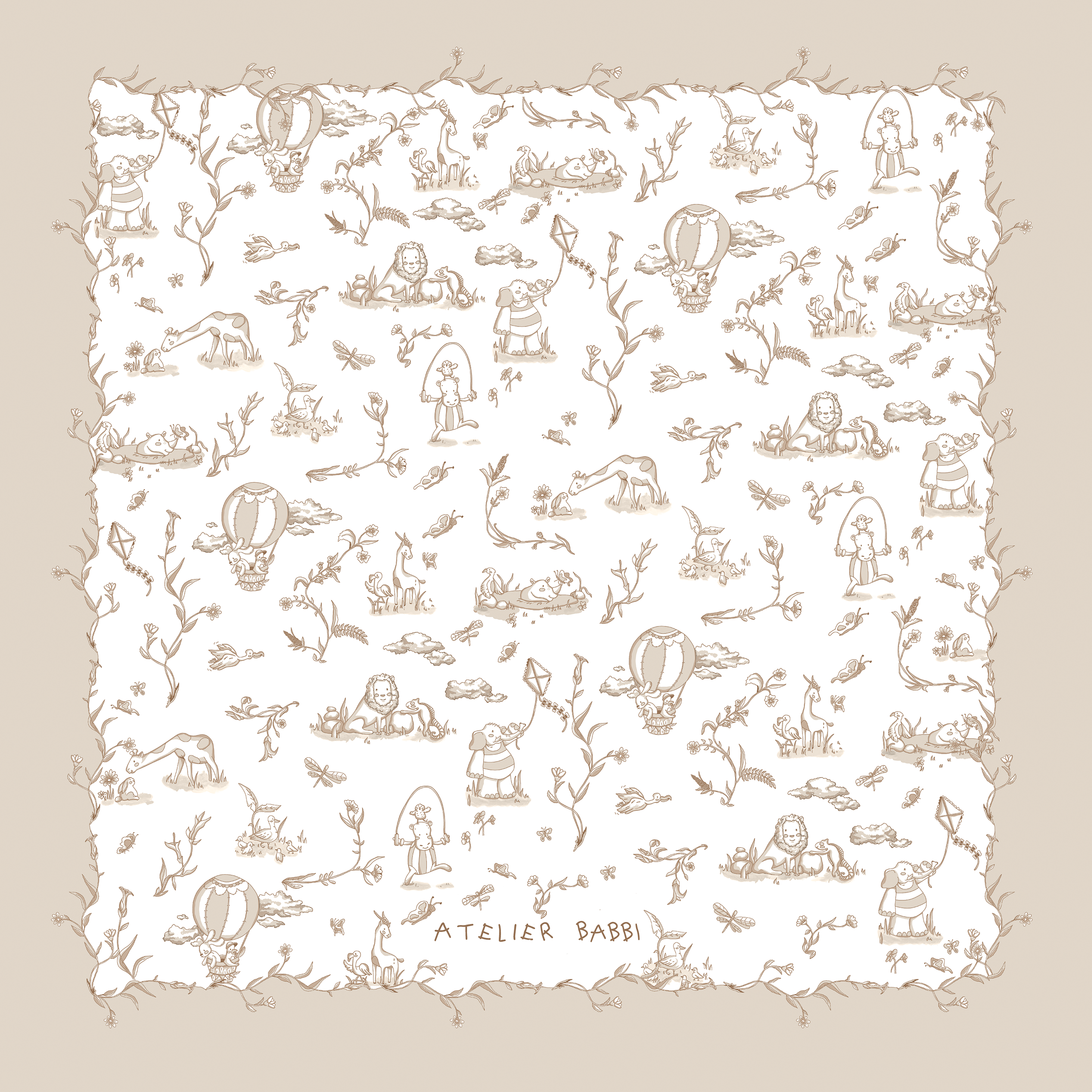 Nursing Pillow - Toile De Jouy / Beige
