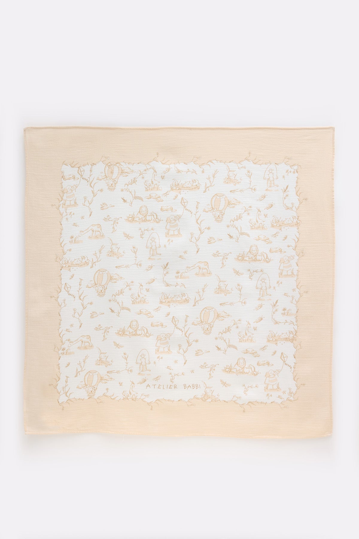 Double-Layer Muslin Baby Swaddle - Toile De Jouy/Beige