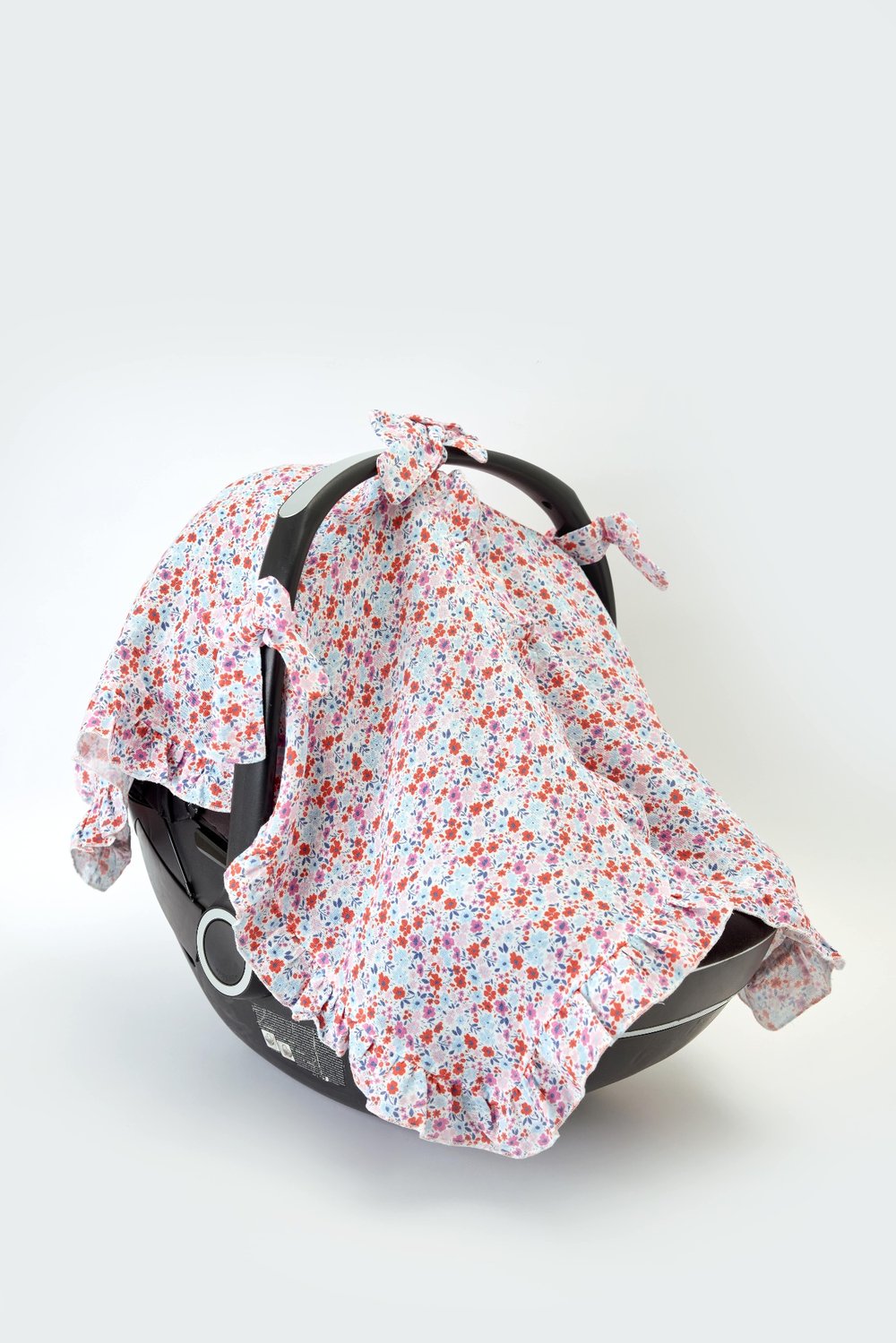 Baby Car Seat Cover - Tiny Flowers / Red