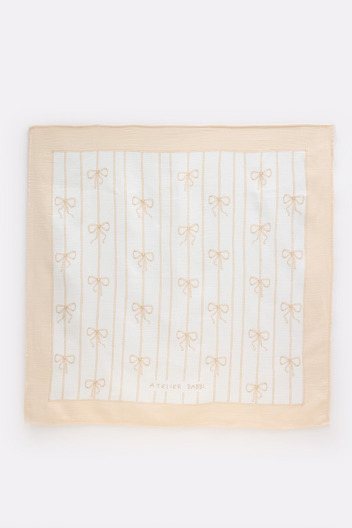Double-Layer Muslin Baby Swaddle - Ribbon/Beige