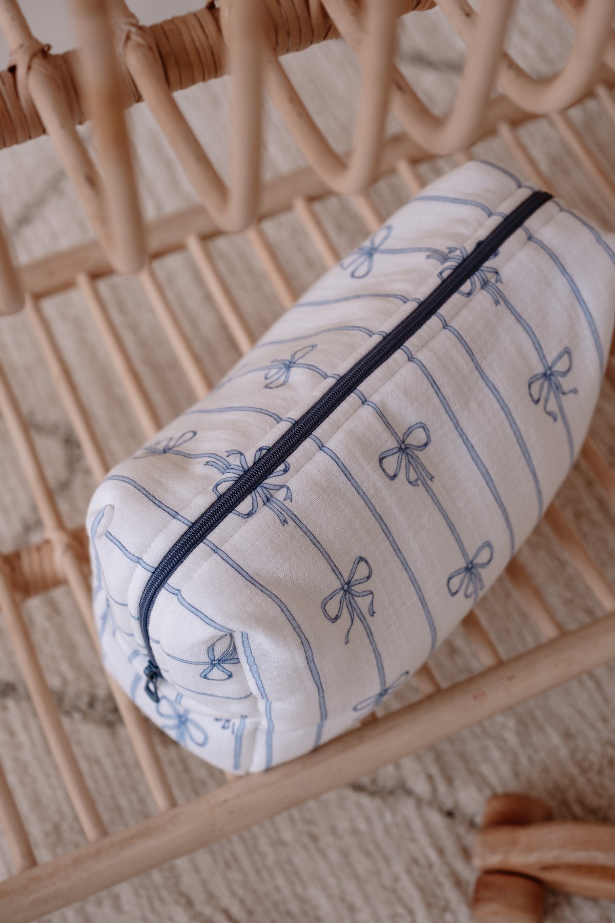 Muslin Care Bag - Ribbon/Blue