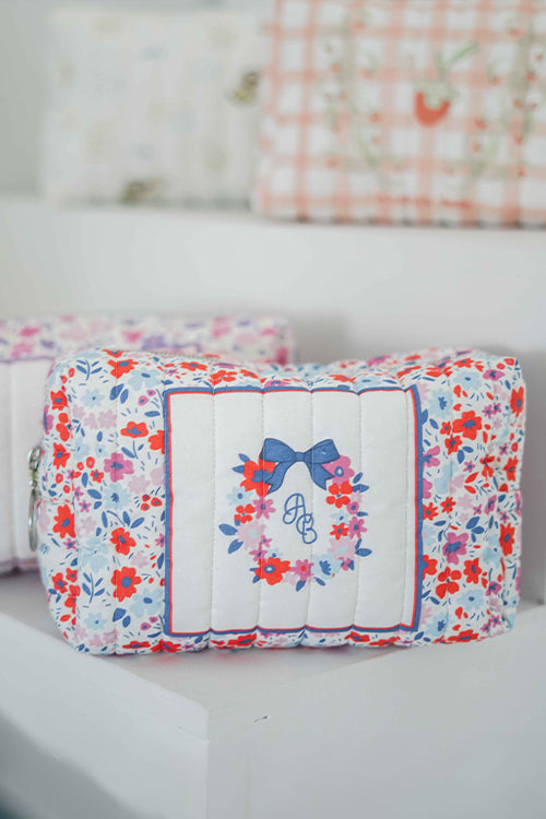 Diaper Pouch - Tiny Flowers / Red