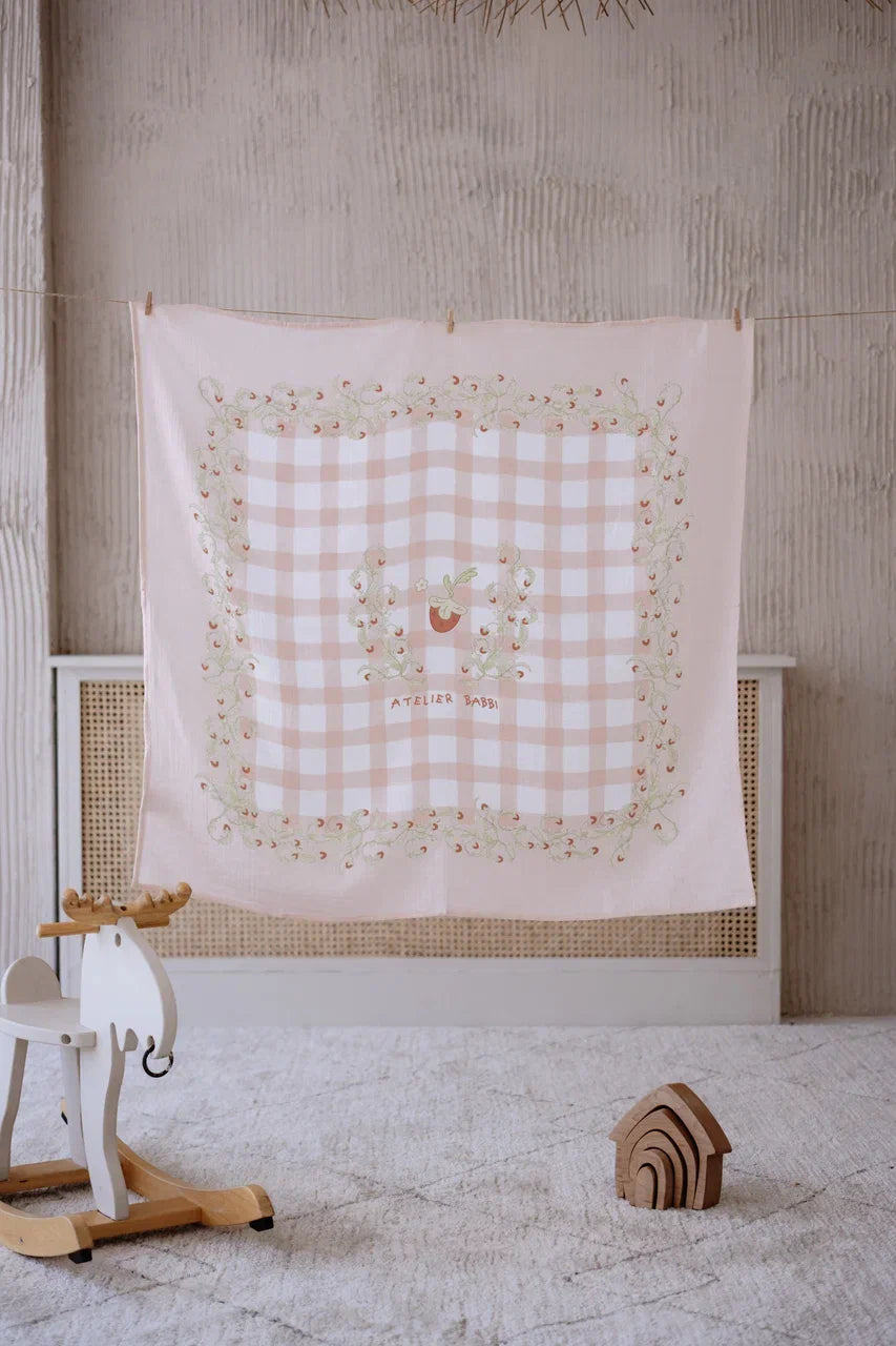 Double Layer Muslin Swaddle - Strawberry