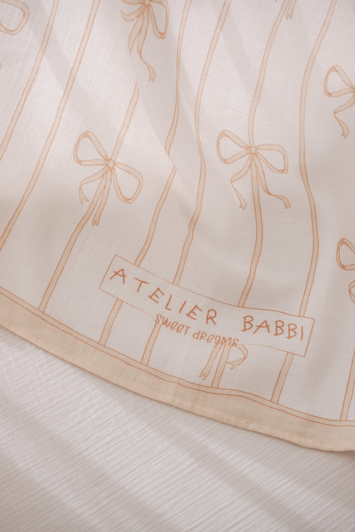 Double-Layer Muslin Swaddle - Ribbon/Beige