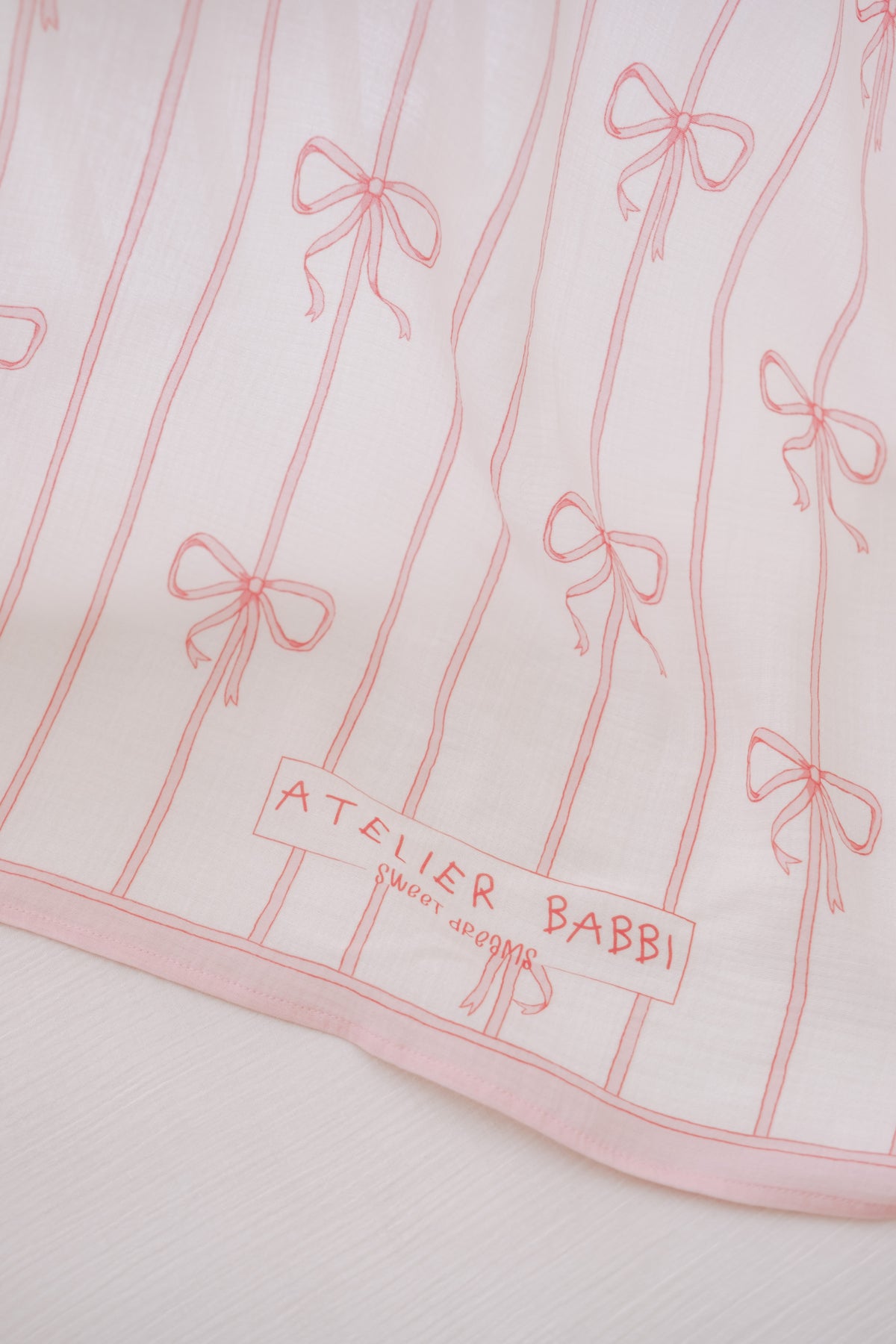 Double-Layer Muslin Swaddle - Ribbon/Pink