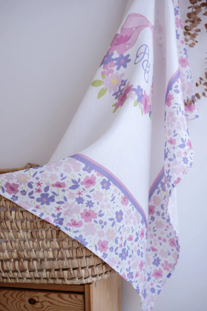 Double Layer Muslin Swaddle - Tiny Flowers / Pink