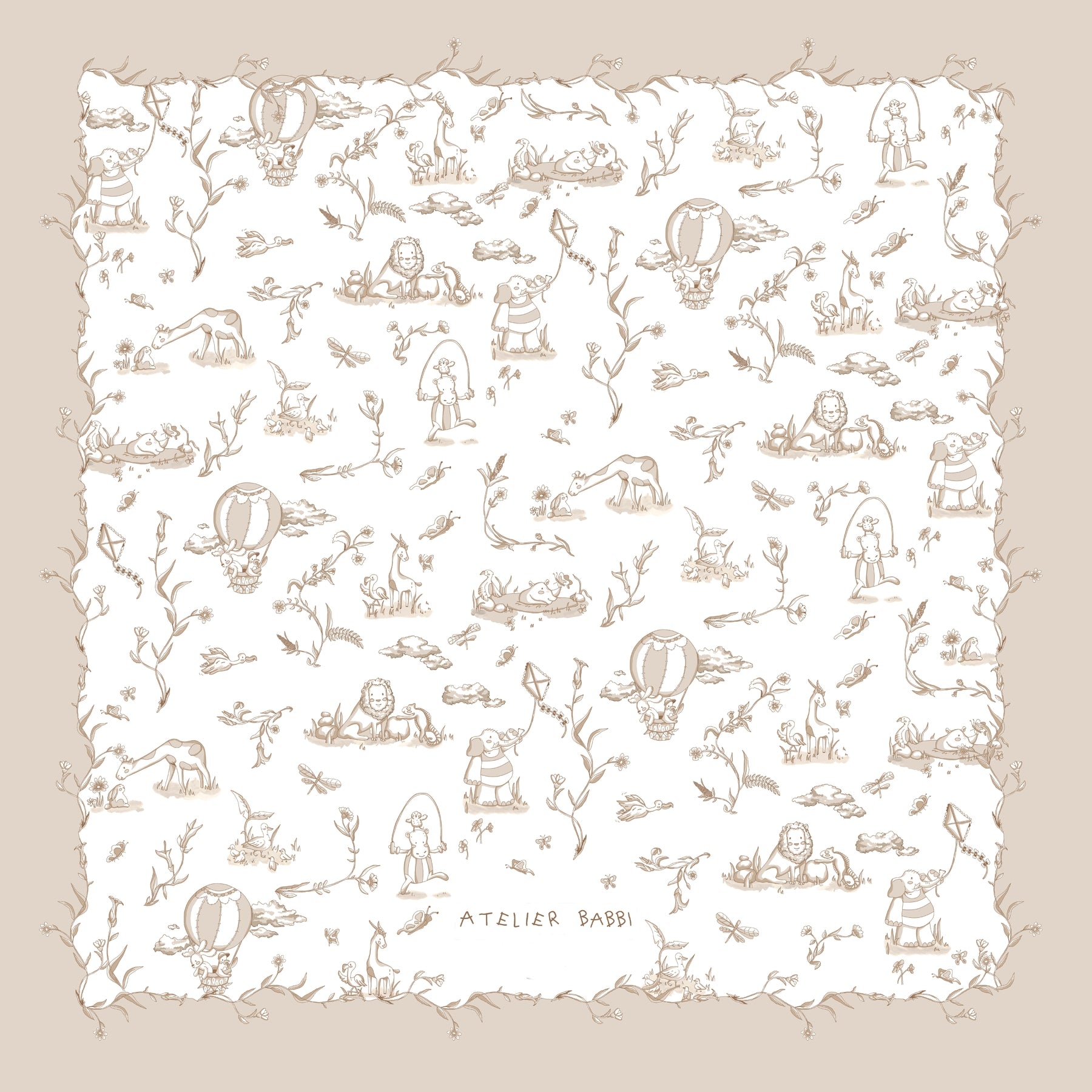 Double-Layer Muslin Swaddle - Toile De Jouy/Beige