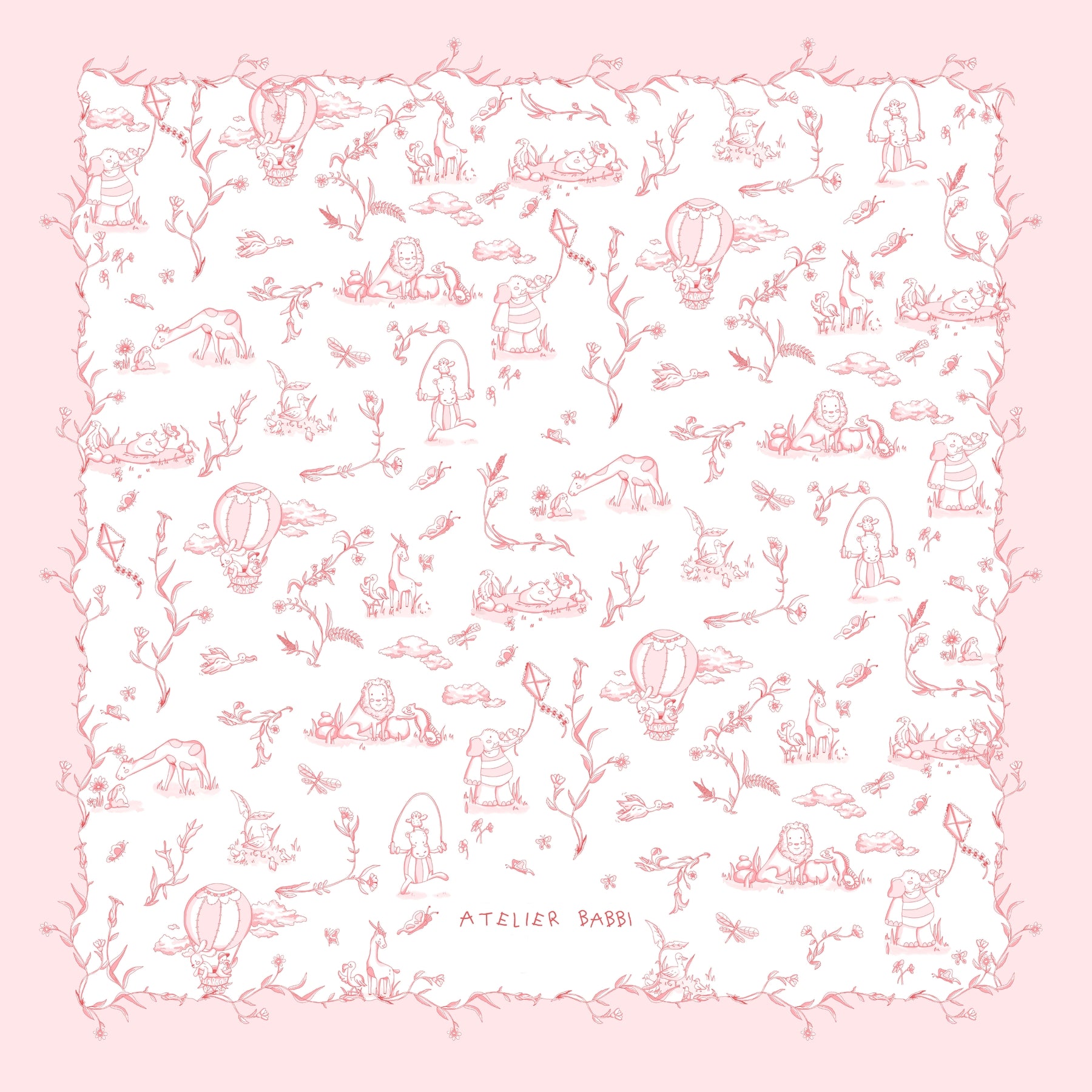 Double-Layer Muslin Swaddle - Toile De Jouy/Pink