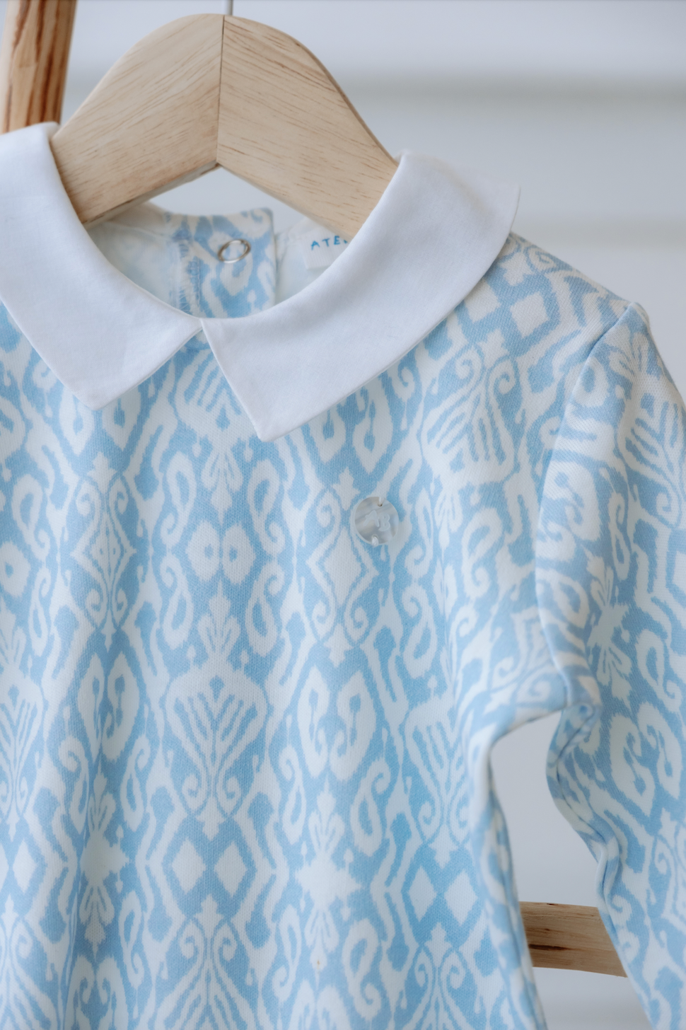 Baby Footed Onesie - Ikat / Blue