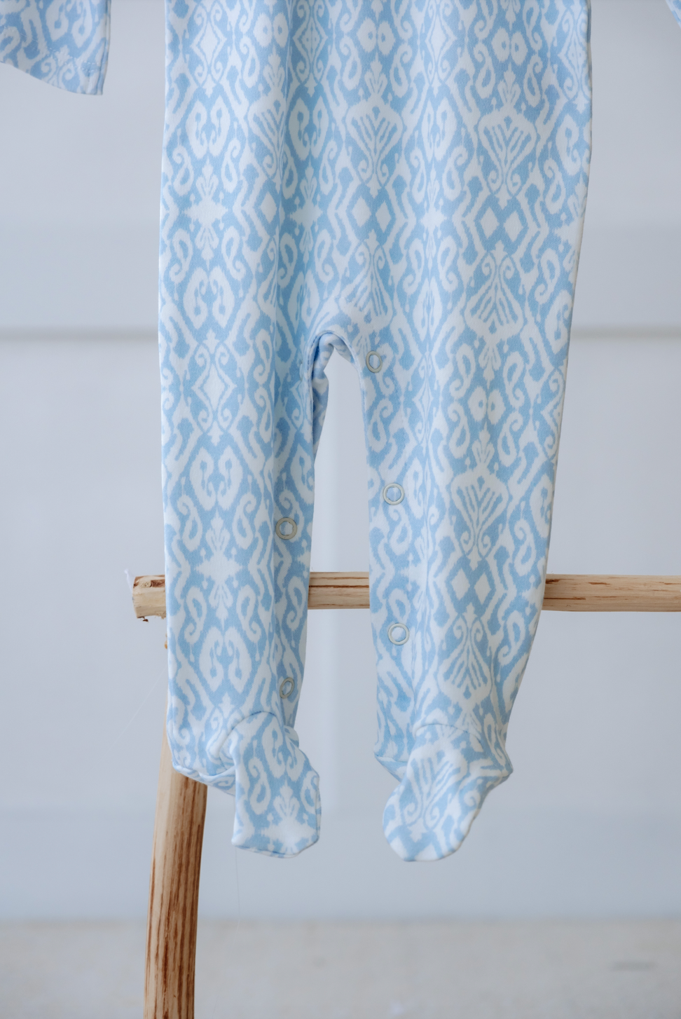 Baby Footed Onesie - Ikat / Blue