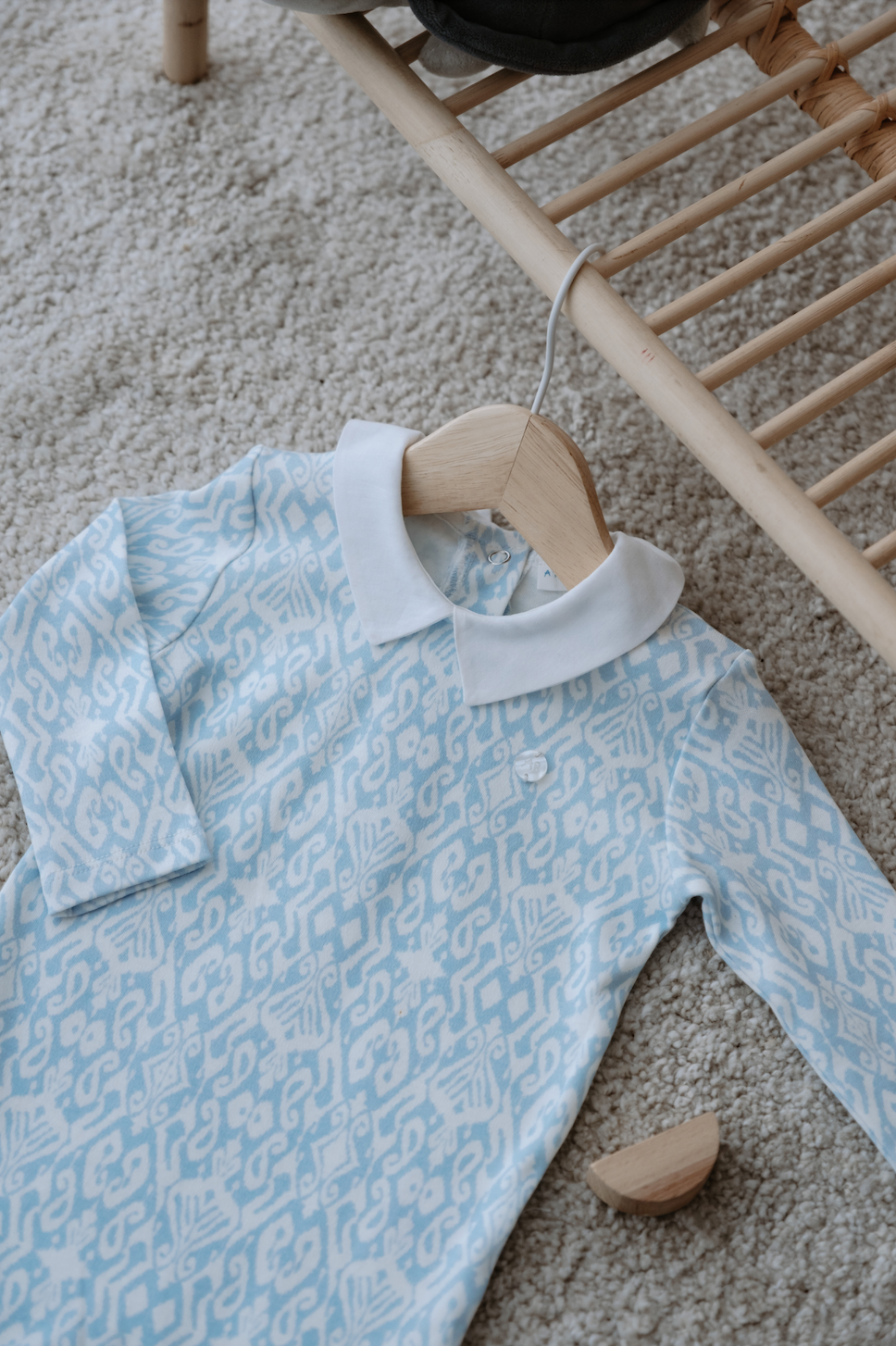 Baby Footed Onesie - Ikat / Blue