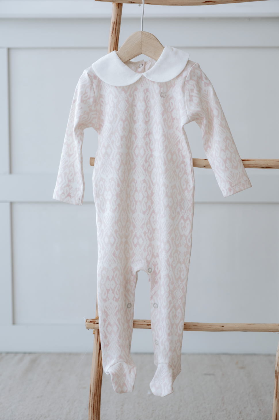 Baby Footed Onesie - Ikat / Pink