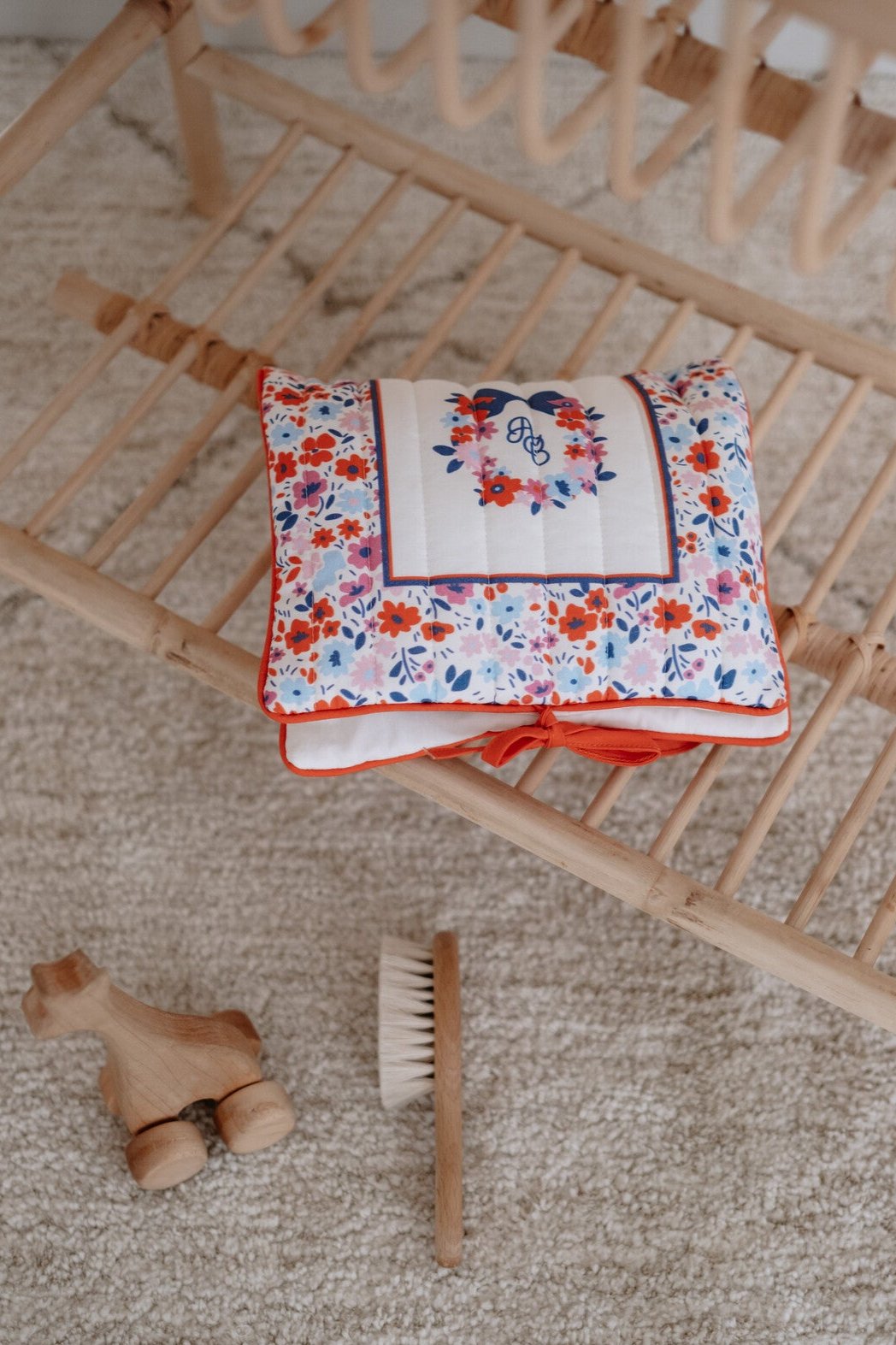 Wet Wipes and Diaper Clutch - Tiny Flowers / Red