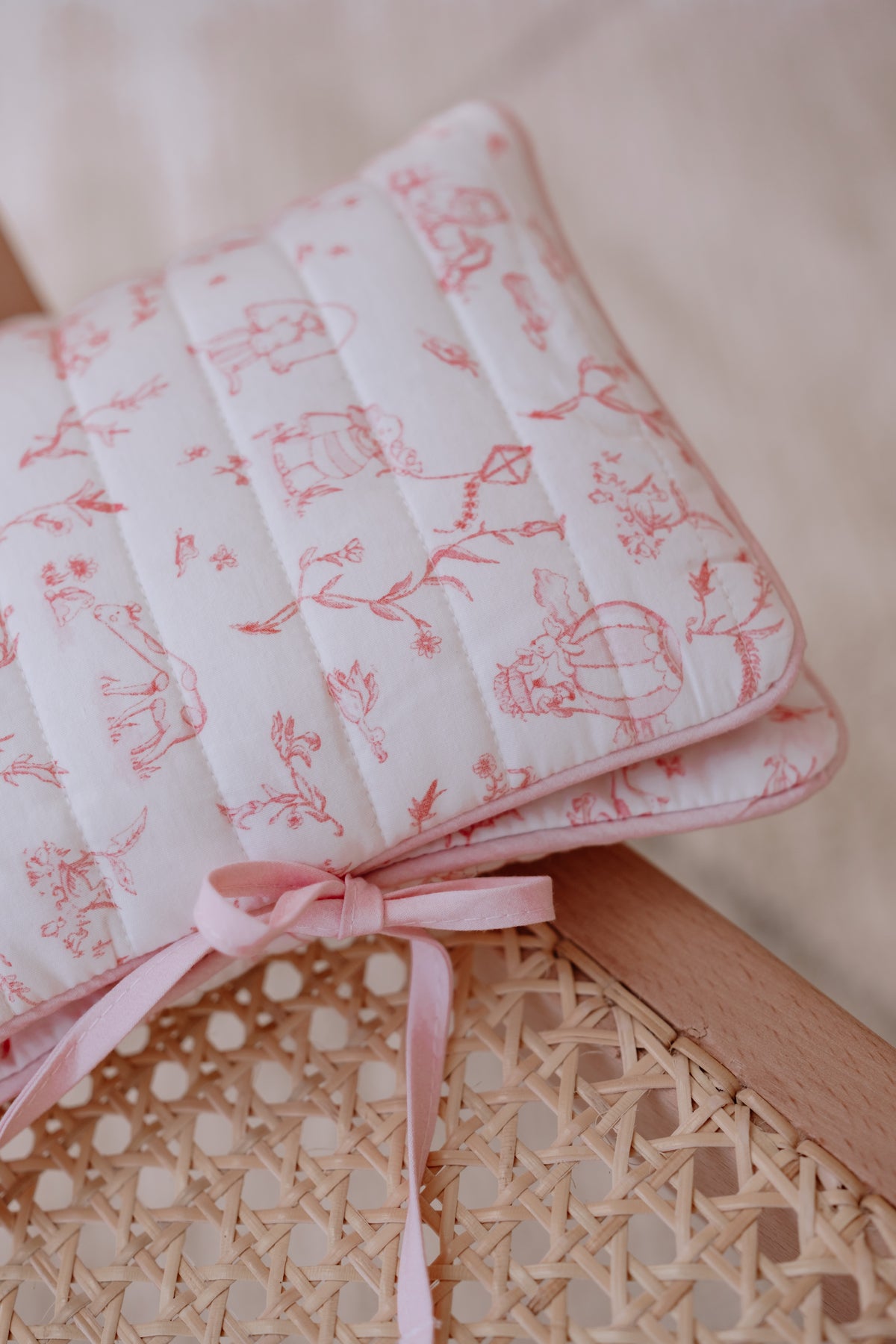 Wet Wipes and Diaper Clutch - Toile De Jouy/Pink