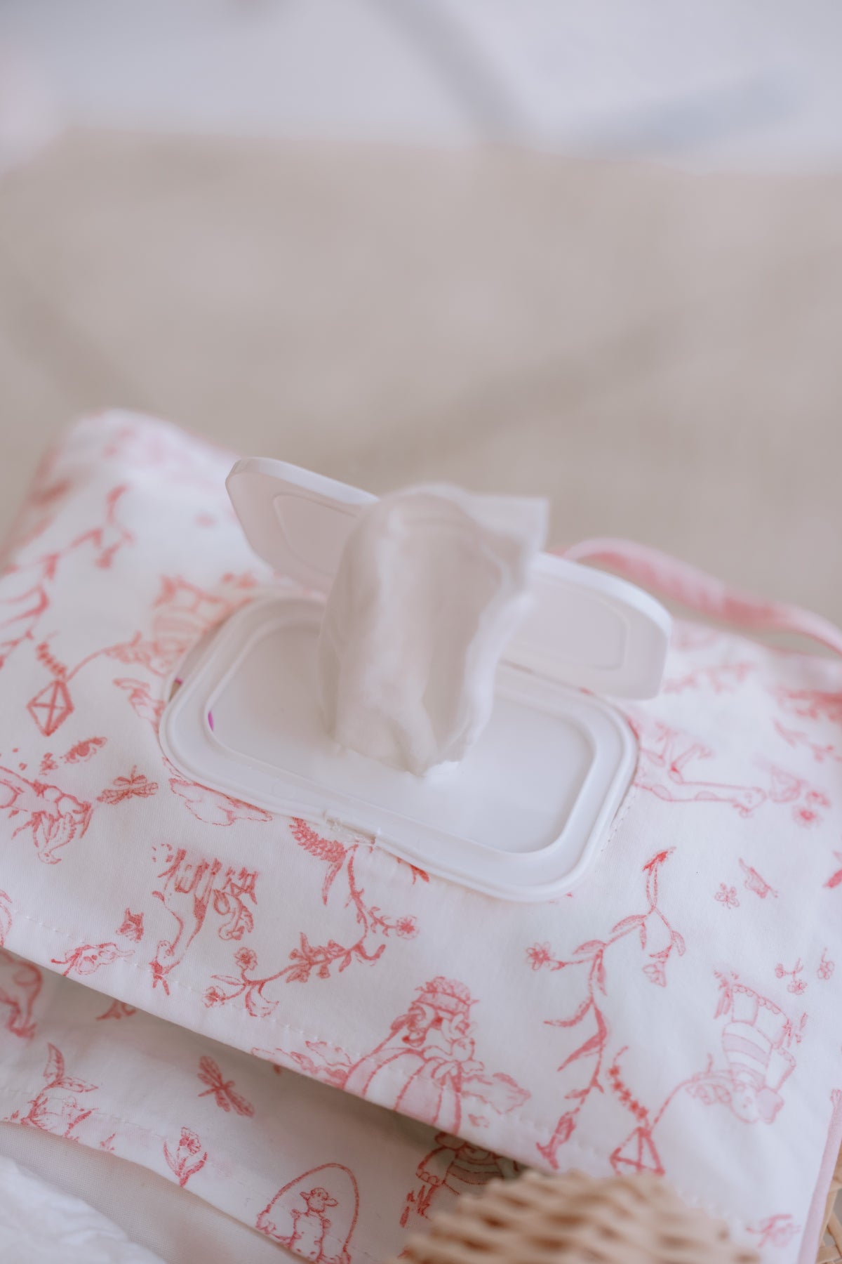 Wet Wipes and Diaper Clutch - Toile De Jouy/Pink